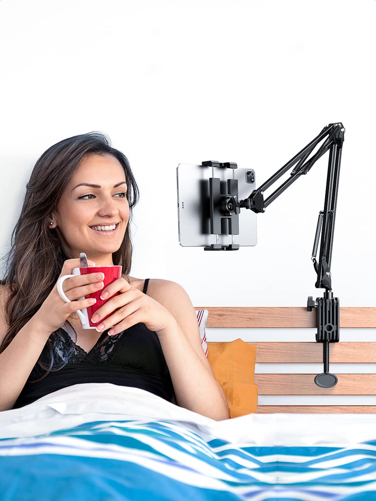 UGREEN Soporte Tablet Cama, Soporte Metálico para Movil de Mesa Brazo Articulado Multiángulo Ajustable Compatible con Tabletas de 4"-12,9" como Redmi Pad iPad iPhone 16 Galaxy Tab