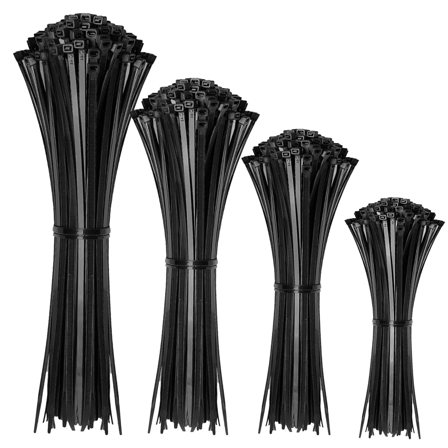 HAVE ME TD Paquete de 400 bridas para cables, negro, nailon, autobloqueo, varios tamaños 4/6/8/12 pulgadas