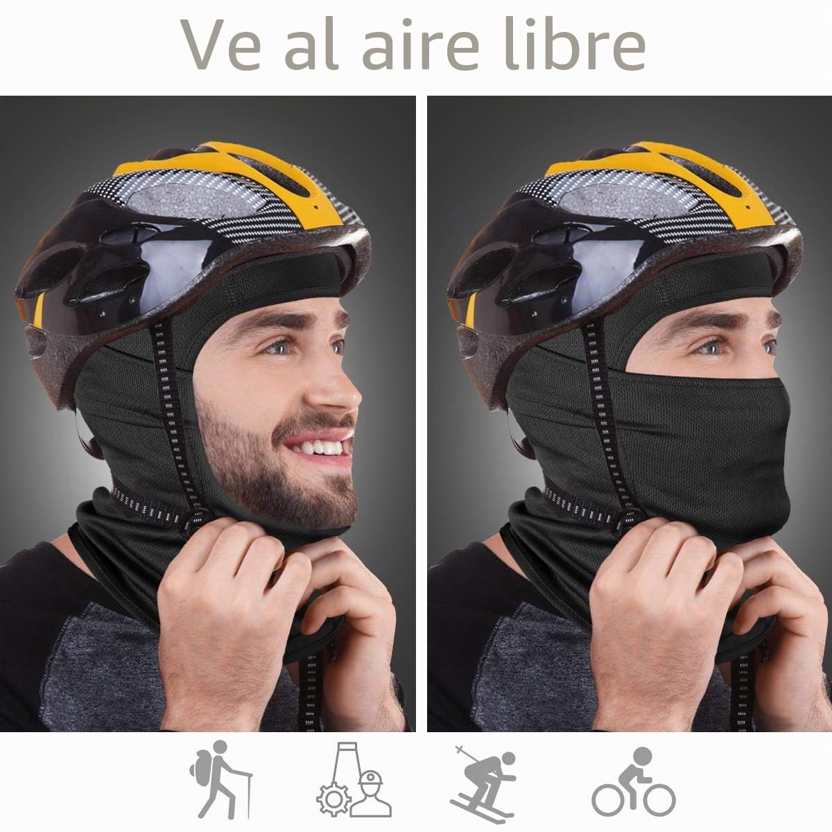 Achiou Máscara de esquí para hombres y mujeres, pasamontañas, máscara Shiesty, protector UV, ligera, para motocicleta y snowboard, Negro -, Talla única