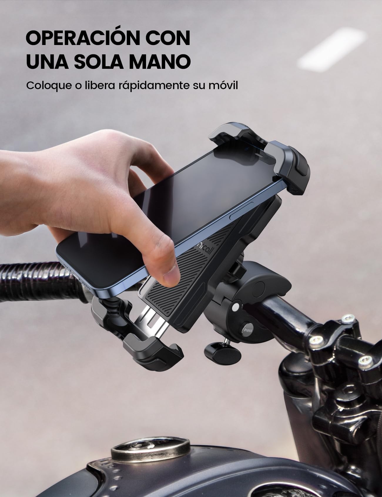 Lamicall Soporte Móvil Bicicleta, Soporte Móvil Moto - 360°Rotación, Liberación con un Botón, Soporte Teléfono Bici para iPhone 17 16 15 14 13 Pro MAX/Plus/Mini, Samsung, Huawei, 4.7-6.8” Smartphone