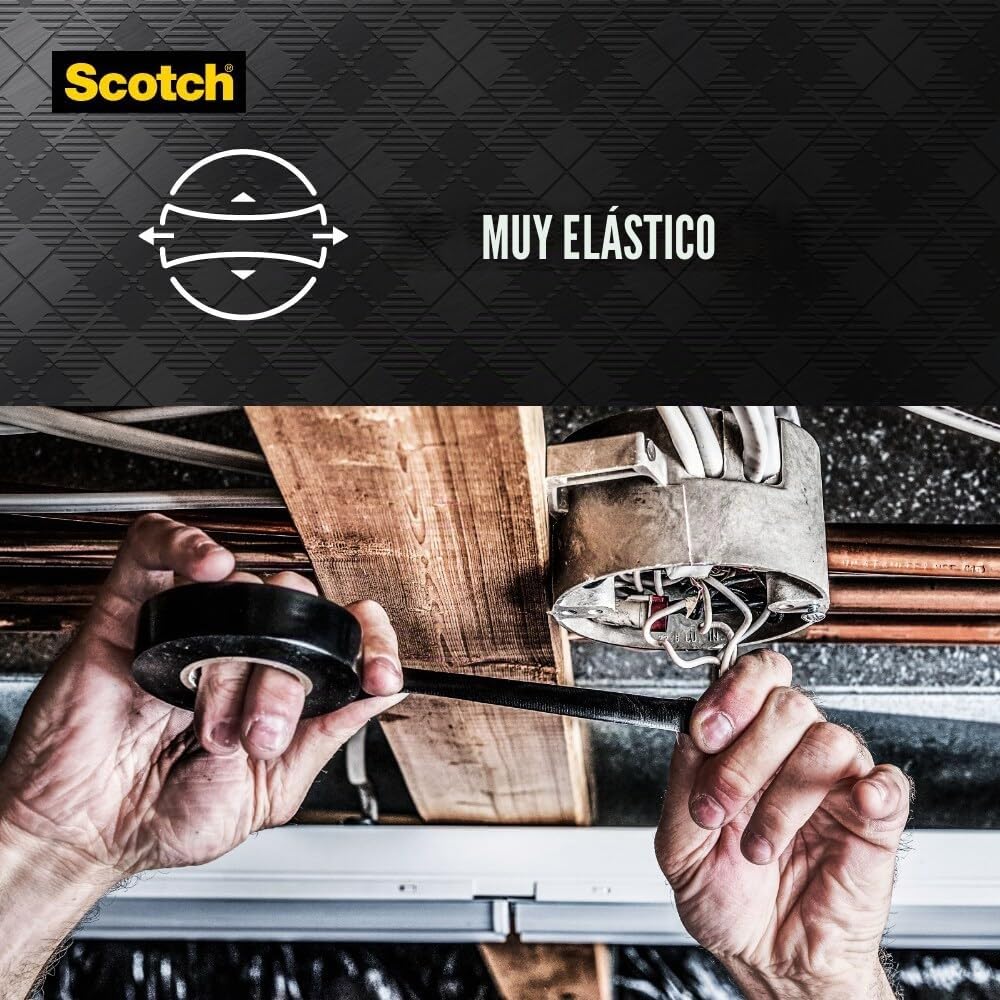 Scotch Cinta eléctrica de vinilo 700, 1 rollo, negro, 3/4 pulgadas x 66 pies, uso general, grado comercial, clasificado para temperaturas de hasta 194 grados, altamente flexible, elástica y