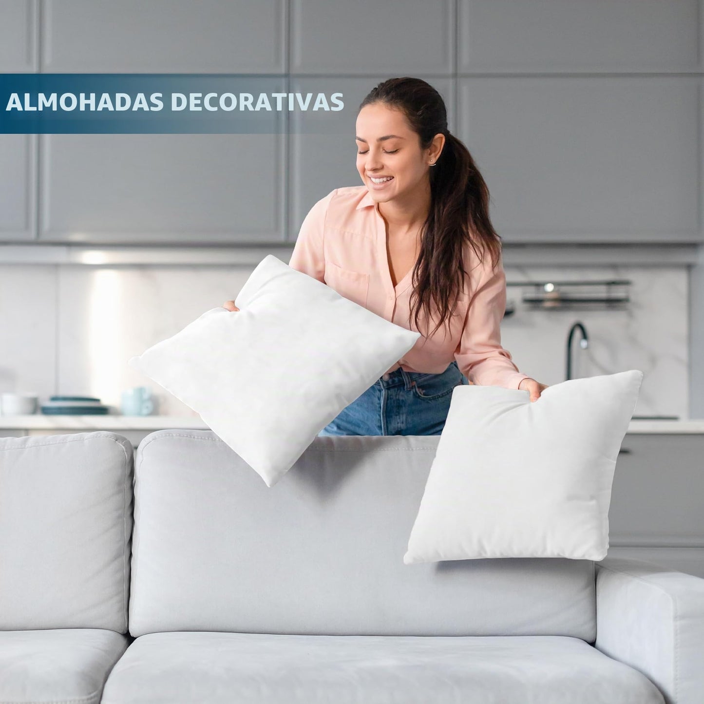 Utopia Bedding inserción de Almohada Decorativa (2 Paquetes) Cuadrado 18x18 sofá y Almohada de Cama de poliéster de algodón