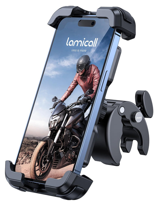 Lamicall Soporte MÃ³vil Bicicleta, Soporte MÃ³vil Moto - 360Â°RotaciÃ³n, LiberaciÃ³n con un BotÃ³n, Soporte TelÃ©fono Bici para iPhone 17 16 15 14 13 Pro MAX/Plus/Mini, Samsung, Huawei, 4.7-6.8â€ Smartphone