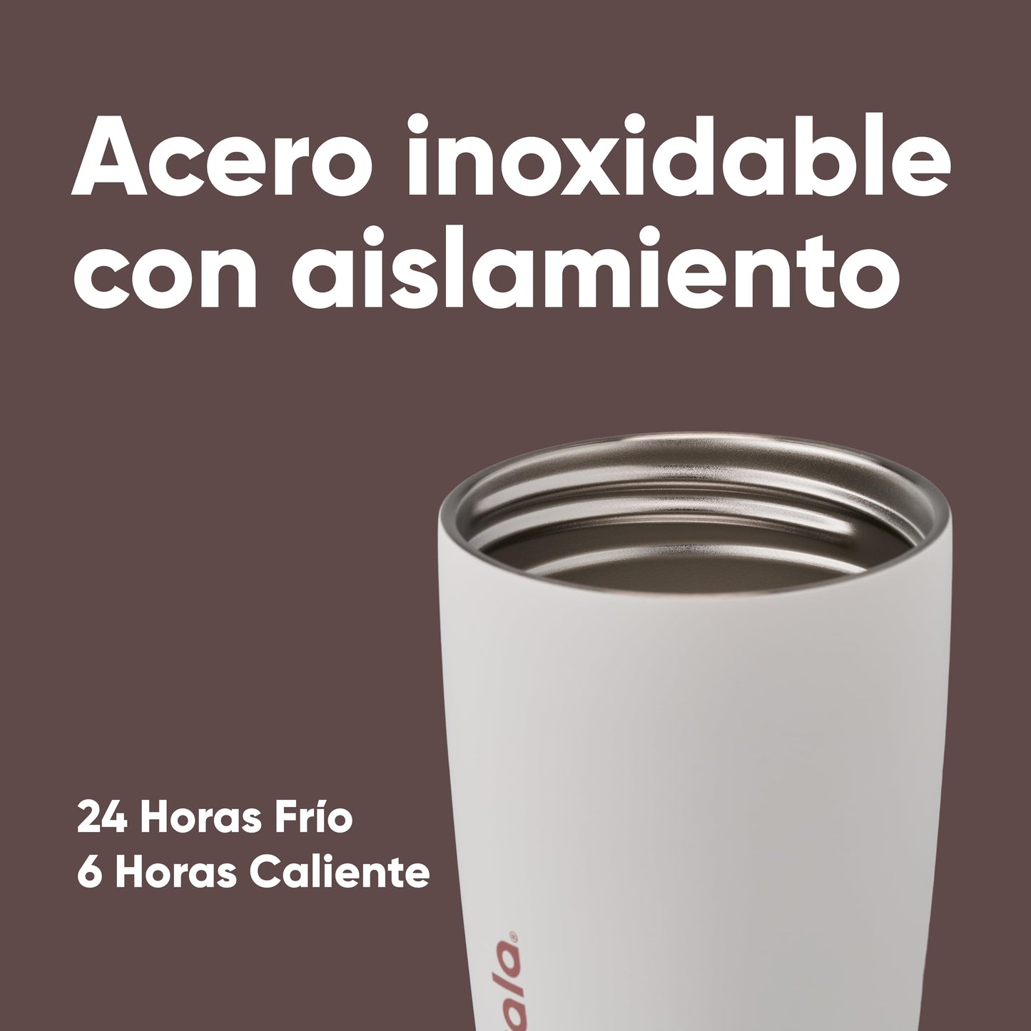 Owala SmoothSip Slider vaso térmico de café de acero inoxidable, 355ml, vaso reutilizable para café helado, taza termica cafe para llevar, sin BPA, termo cafe, sin BPA, Vanilla Bean