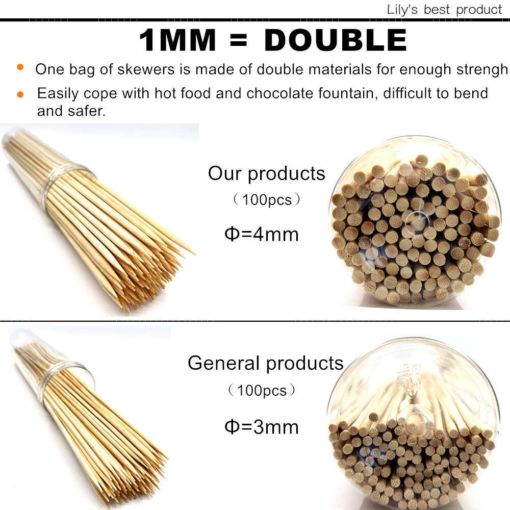 Hopelf Brochetas de bambú natural para aperitivos, cócteles, Kabob, fuente de chocolate y fruta Herramientas de barbacoa premium, apto para cocina, fiesta, parrilla. Más opciones de tamaño 15,2 cm,