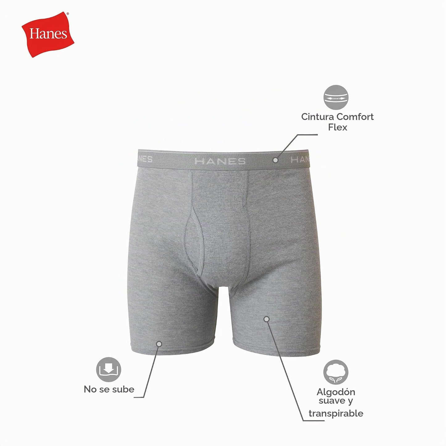 Hanes Men's Tagless Boxer with ComfortFlex Waistband Brief, Black/Gray-6, Large