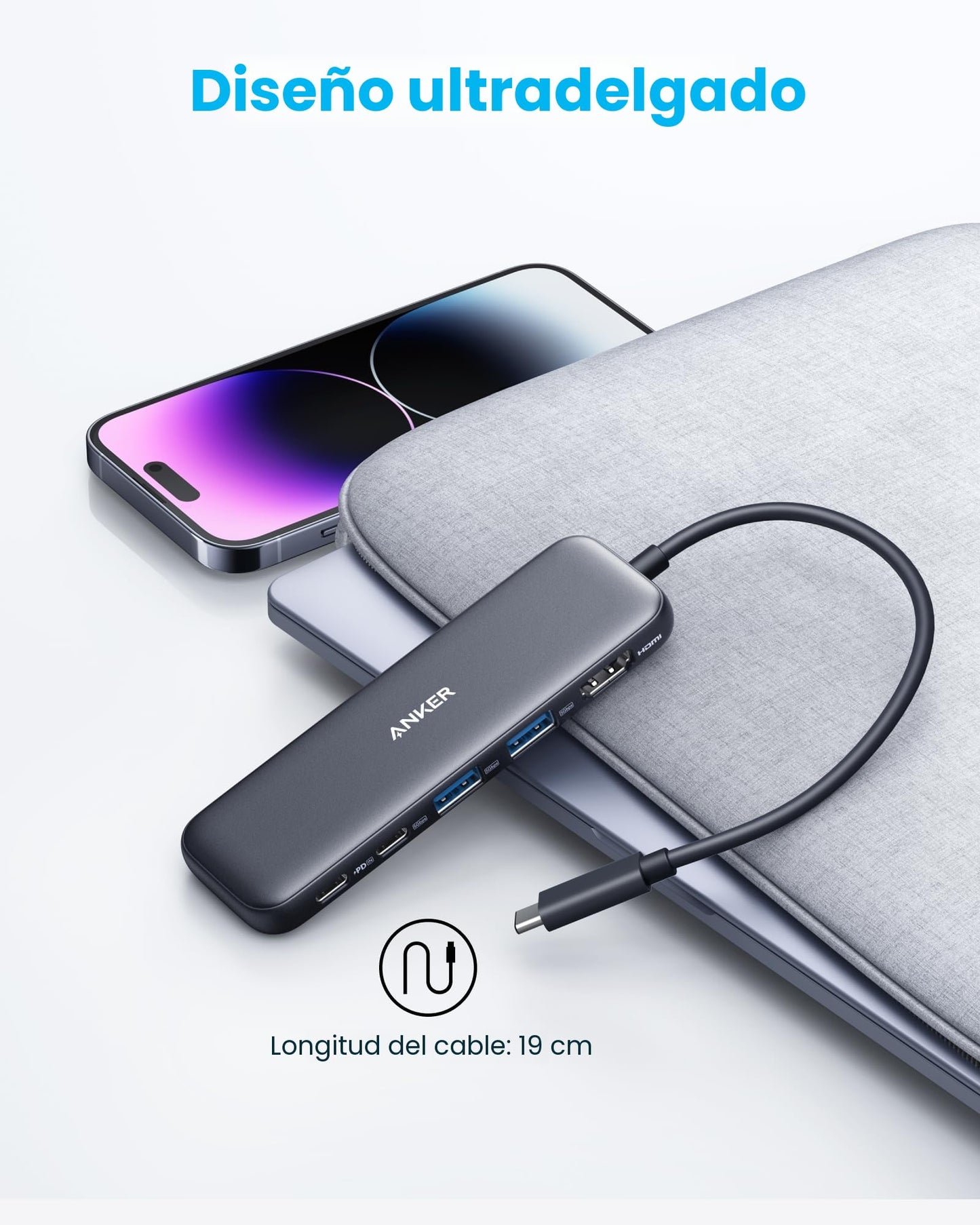 Anker 332 Hub USB C 5 en 1 con HDMI 4K y 2 Puertos USB-A