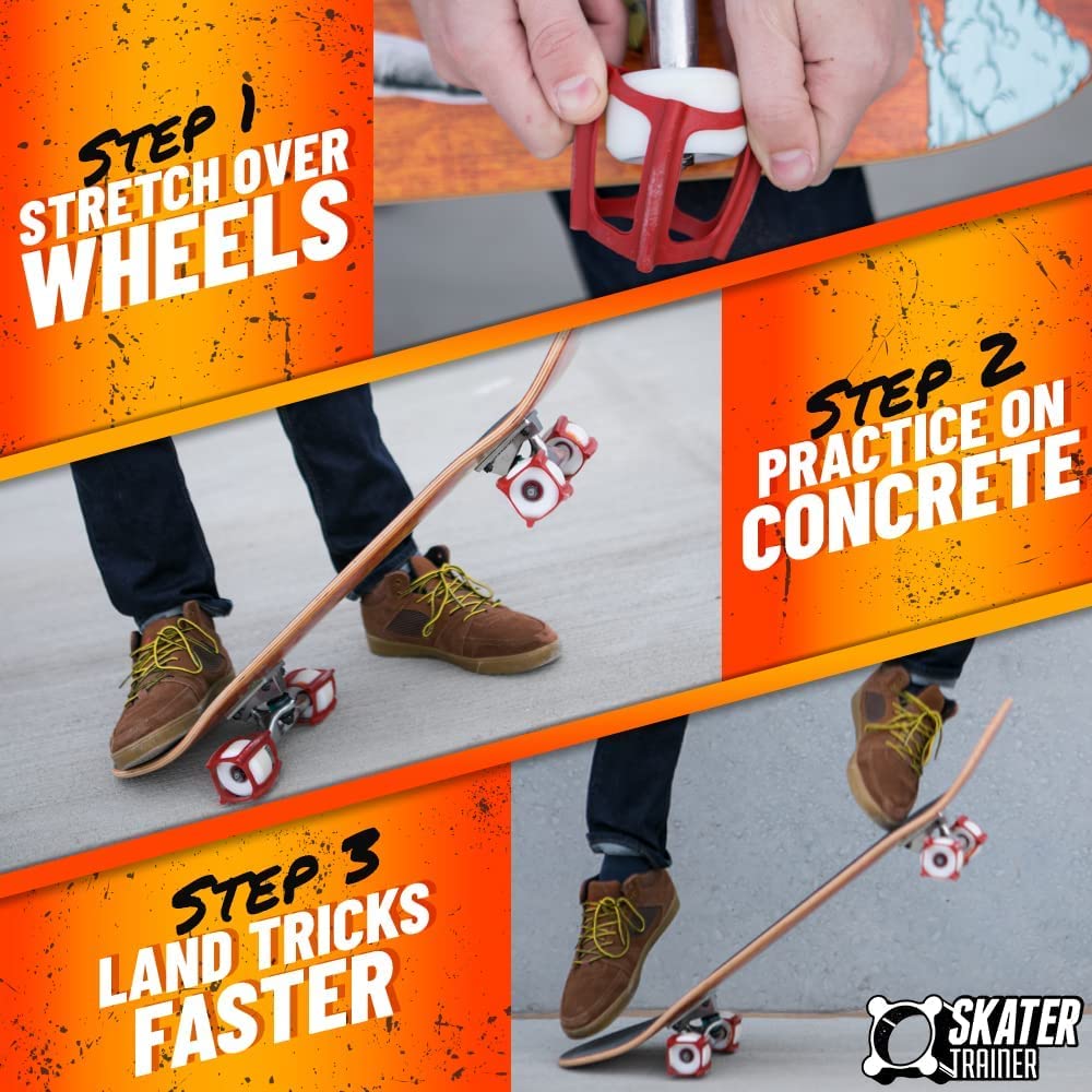 Skater Trainers (4pk Blk) – Ruedas de Entrenamiento para monopatín para niños de 6 a 12 años para Adolescentes, niños y niñas, Principiantes, Accesorios de Herramientas de Patinaje, Rellenos de