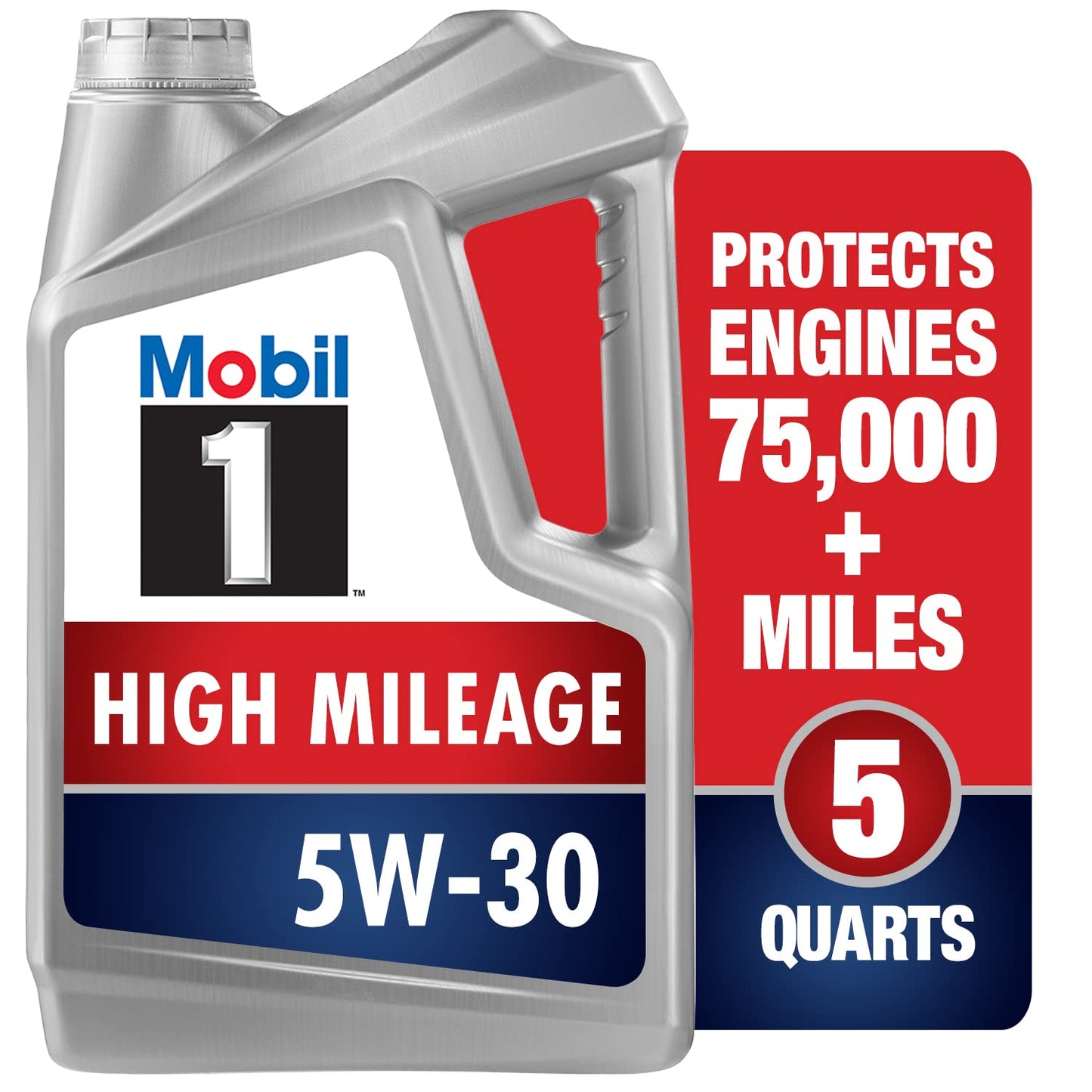 Mobil 1 120769 alto kilometraje 5 W-30 Aceite de motor – 5 Quart