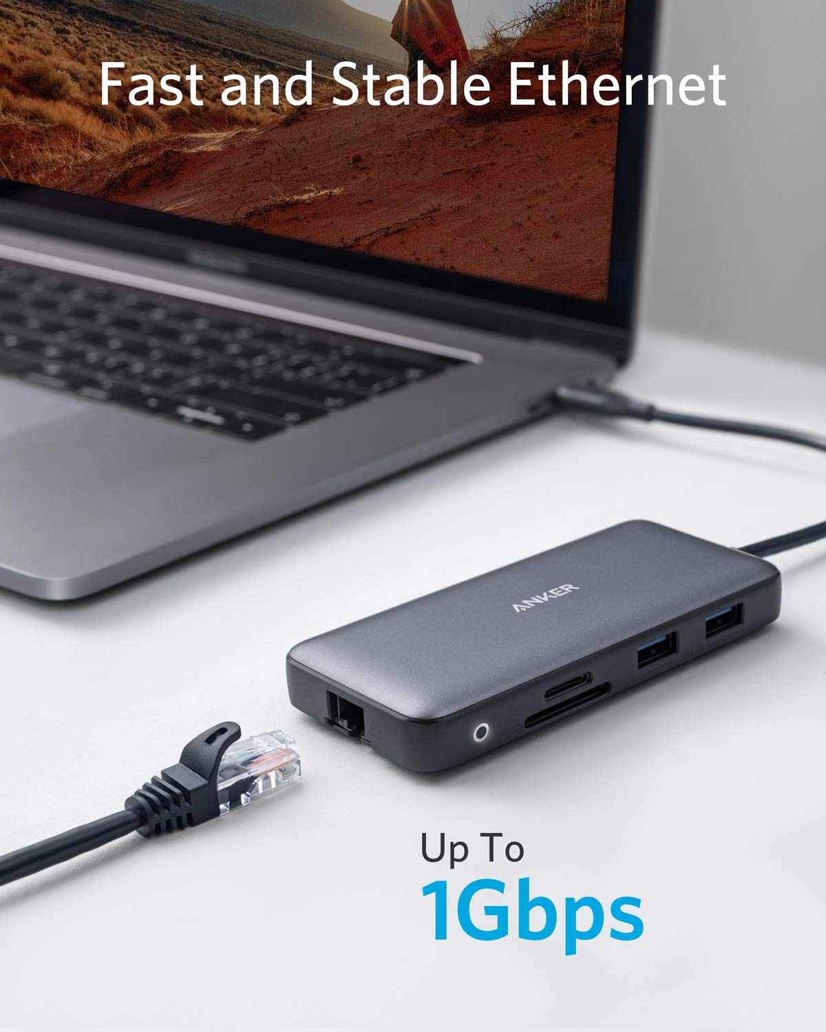 Anker PowerExpand 8-in-1 USB C Adaptador, USB C Media Hub, Dual 4K HDMI, 100W Power Delivery 1 Gbps Ethernet 2 Puertos de Datos USB 3.0, Lector de Tarjetas de Memoria SD&microSD para MacBook Pro