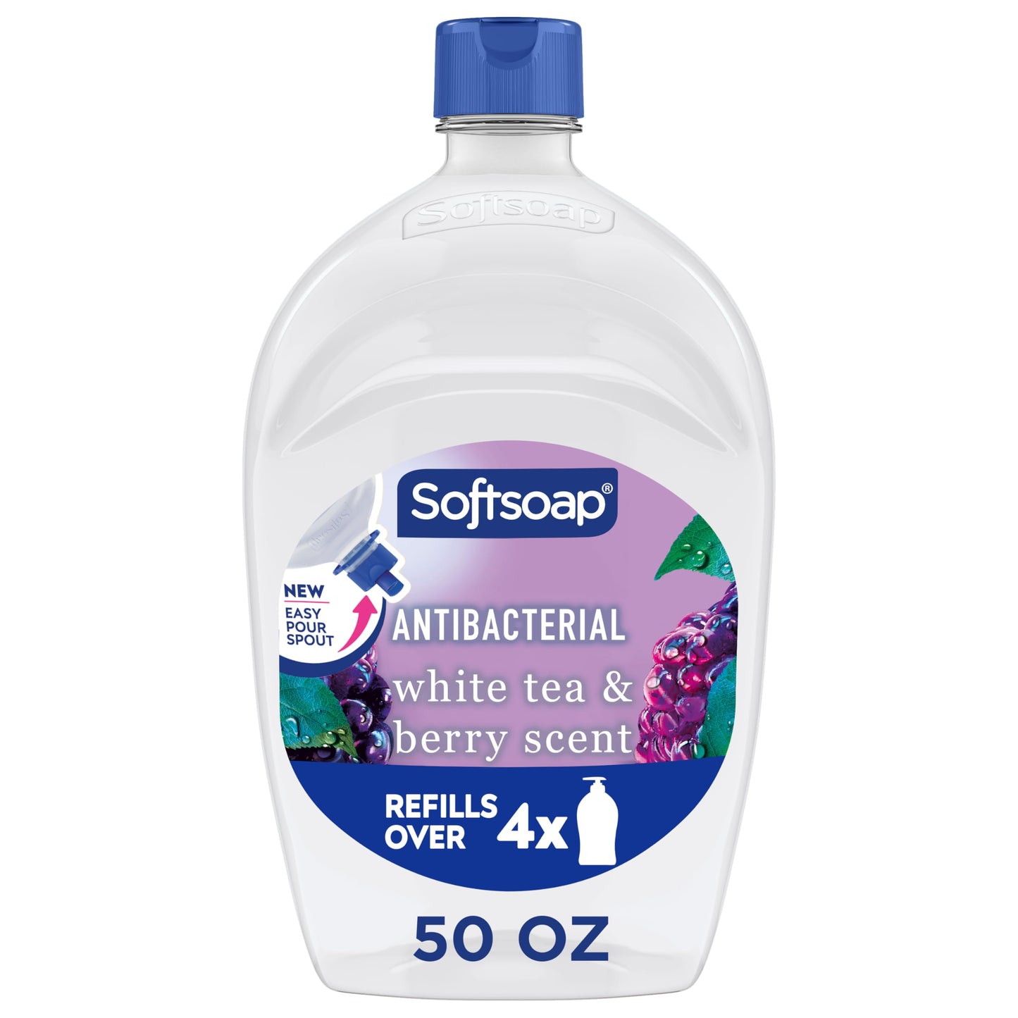 Softsoap Antibacterial Liquid Hand Soap Refill, White Tea & Berry Scented Hand Soap, 50 Ounce