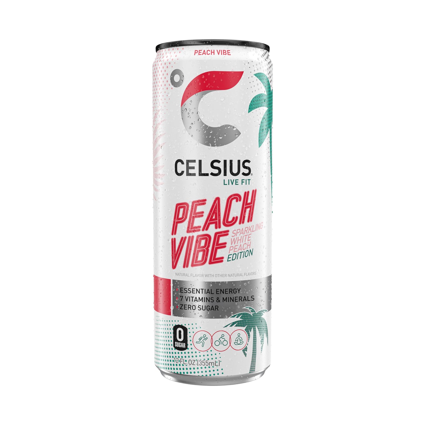 CELSIUS Bebida energética esencial, 12 onzas líquidas, ambiente de melocotón espumoso (paquete de 12)