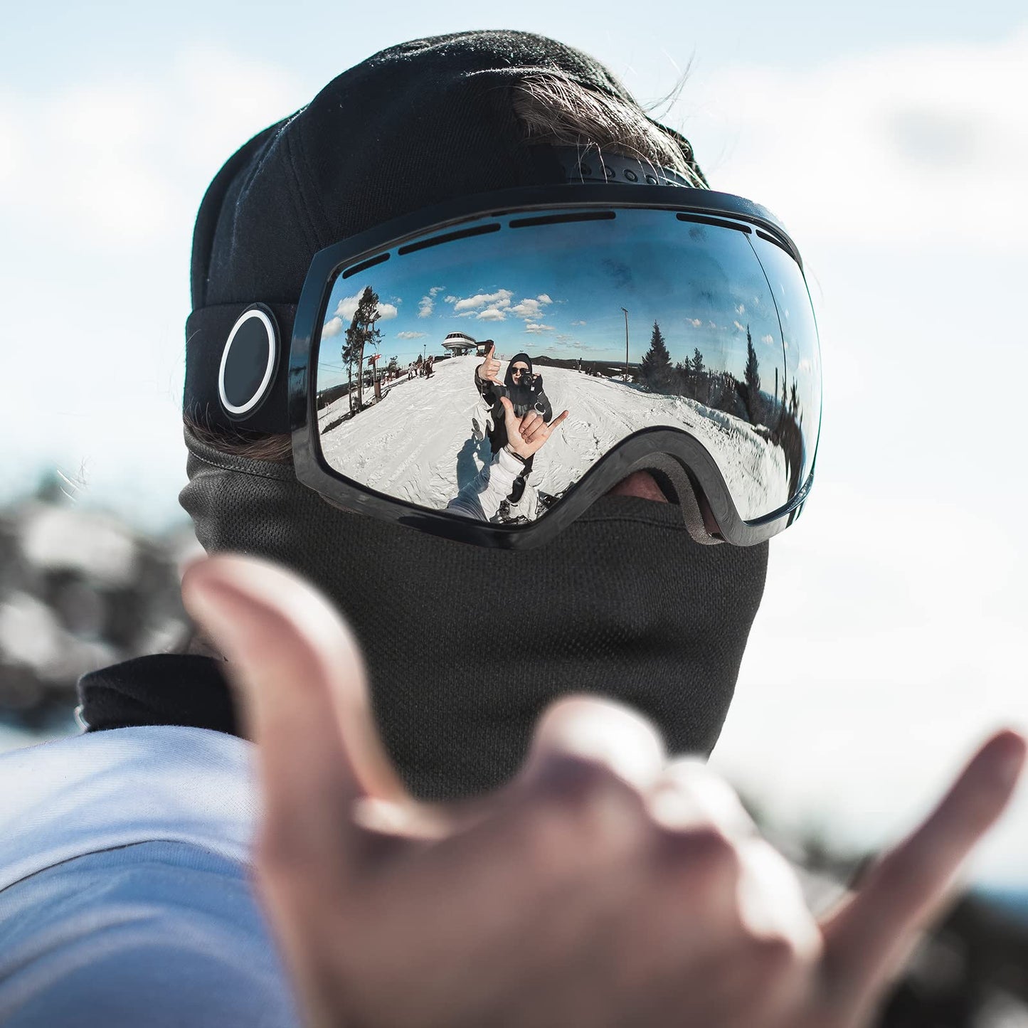 Achiou Máscara de esquí para hombres y mujeres, pasamontañas, máscara Shiesty, protector UV, ligera, para motocicleta y snowboard, Negro -, Talla única