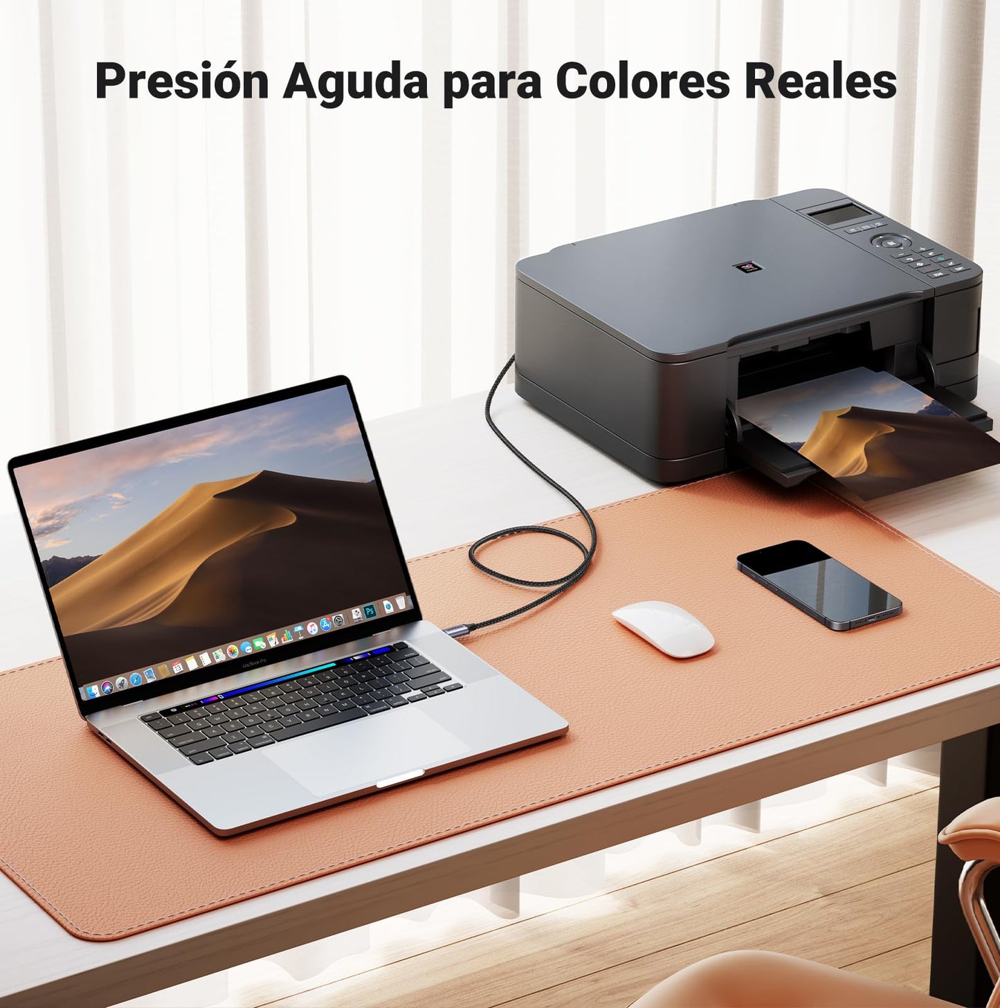 UGREEN Cable de Impresora USB C a Tipo B 2.0 Compatible con MacBook Pro, iPad, ASUS, HP, Epson, Brother, Lexmark, Canon (2 Metros)