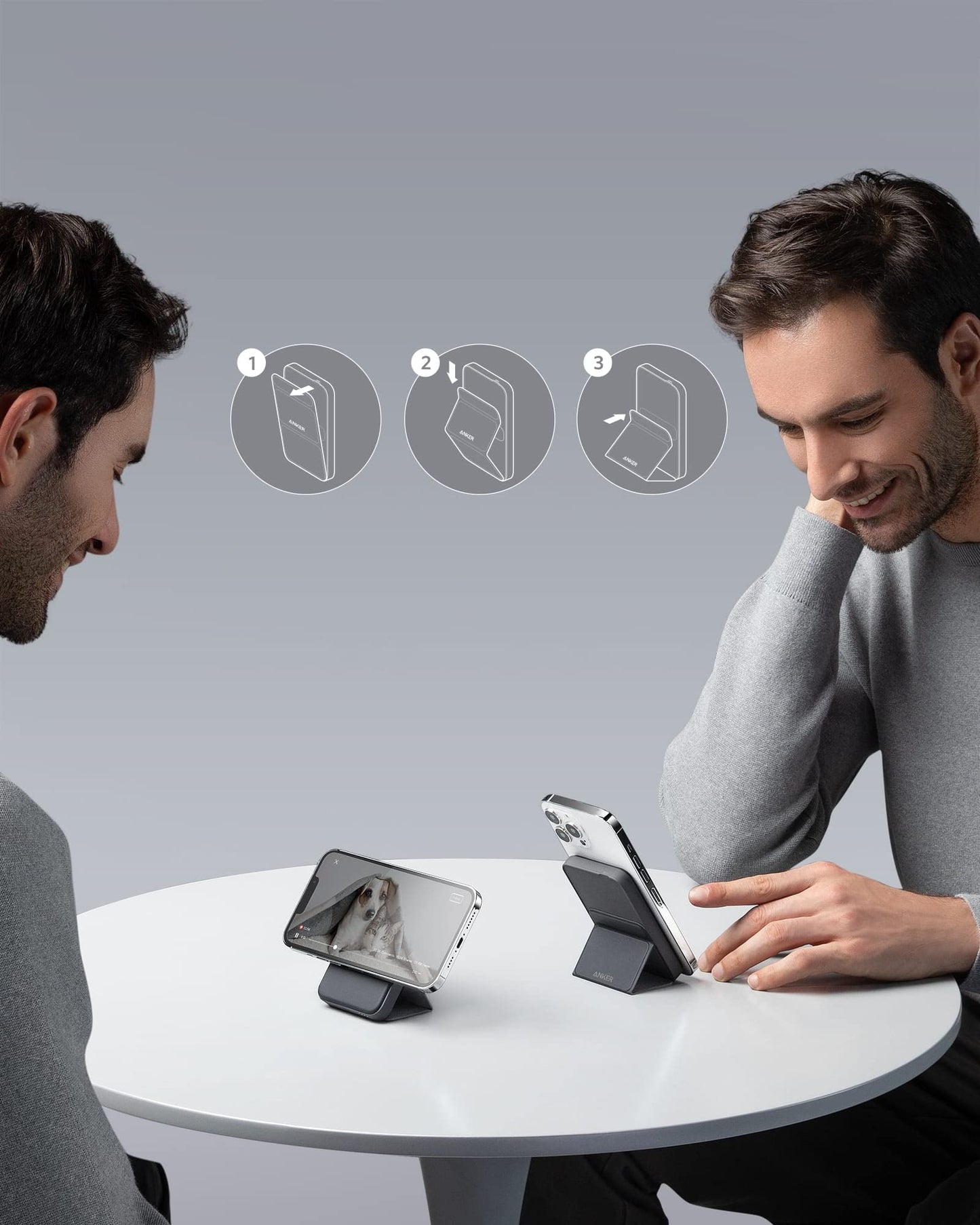 Anker 622 Cargador Portátil Magnético Inalámbrico (MagGo), Batería Externa inalámbrico Plegable de 5000 mAh y USB C para iPhone 13/12 (Gris interestelar)