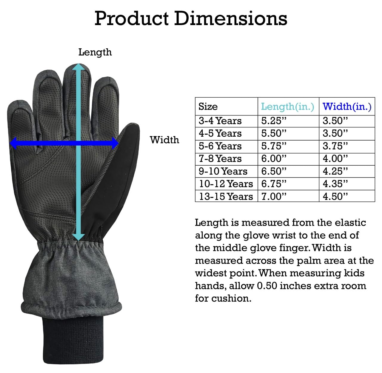 N'Ice Caps - Guantes de esquí para niños (Impermeables, con crestas) - Negro - 7-8 años