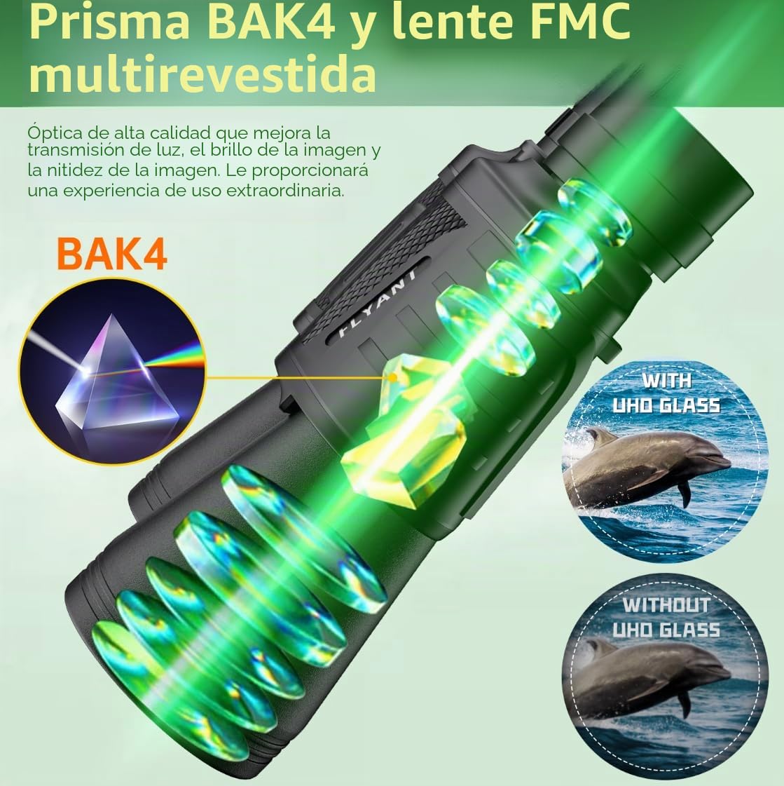 Prismáticos de alta potencia de 20 x 50 para adultos, impermeables, compactos, con visión de poca luz, para observación de aves, caza, juegos de fútbol, viajes, observación de estrellas, crucero con