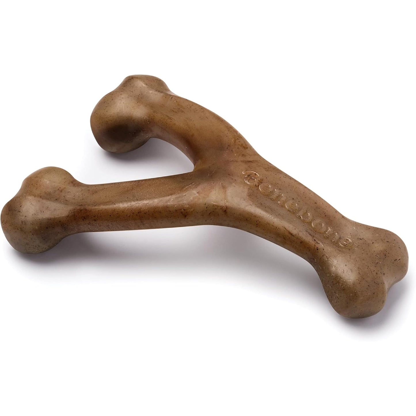 Wishbone de Benebone, un juguete para morder, con auténtico beicon mediano, resistente e indicado para perros masticadores agresivos, fabricado en EE. UU.