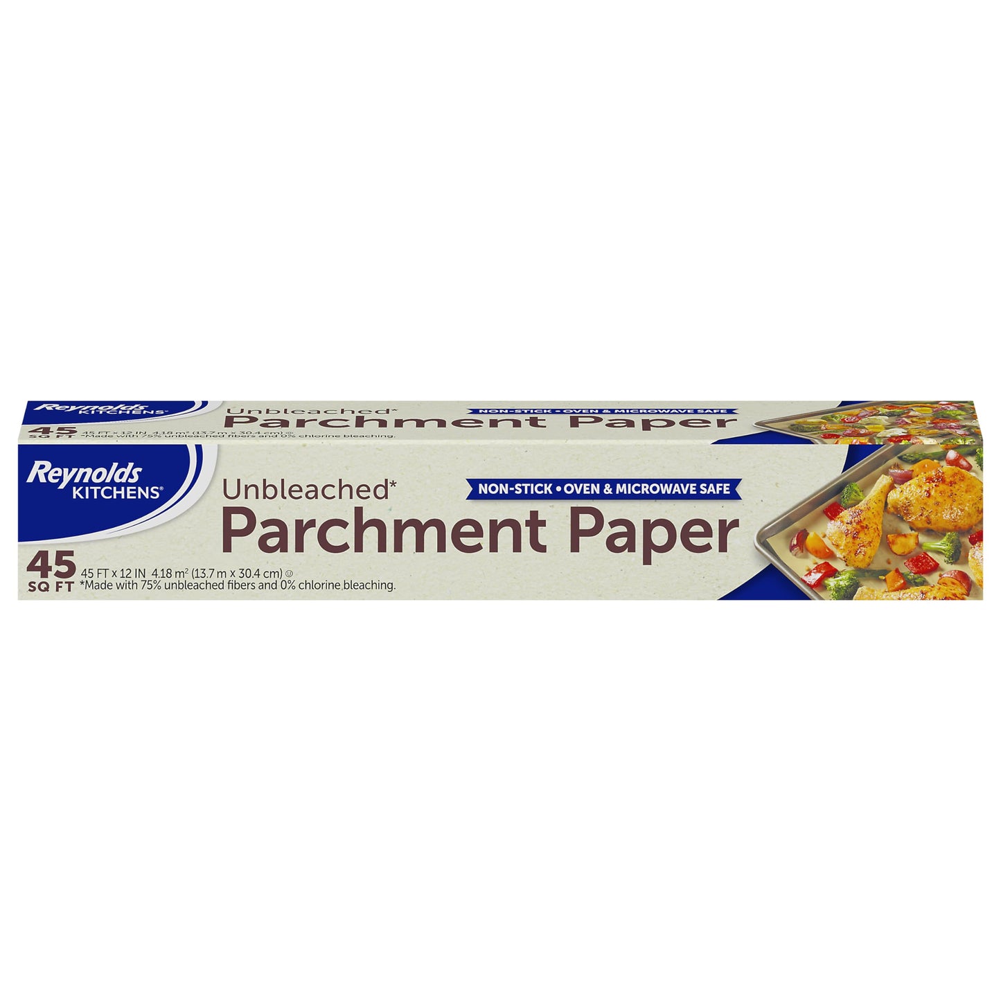 Reynolds Kitchens Papel de pergamino sin blanquear | Papel para hornear compostable | Paquete de 1 rollo, 304 mm x 13,7 m