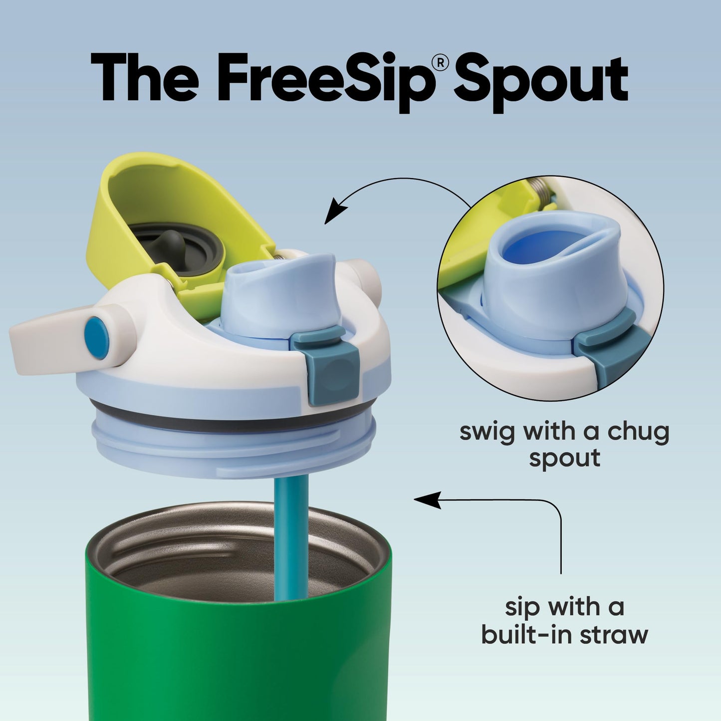 Owala FreeSip Sway - Acero inoxidable - 850.5 g - Bronceado/Verde (Putting Green) (Amazon)