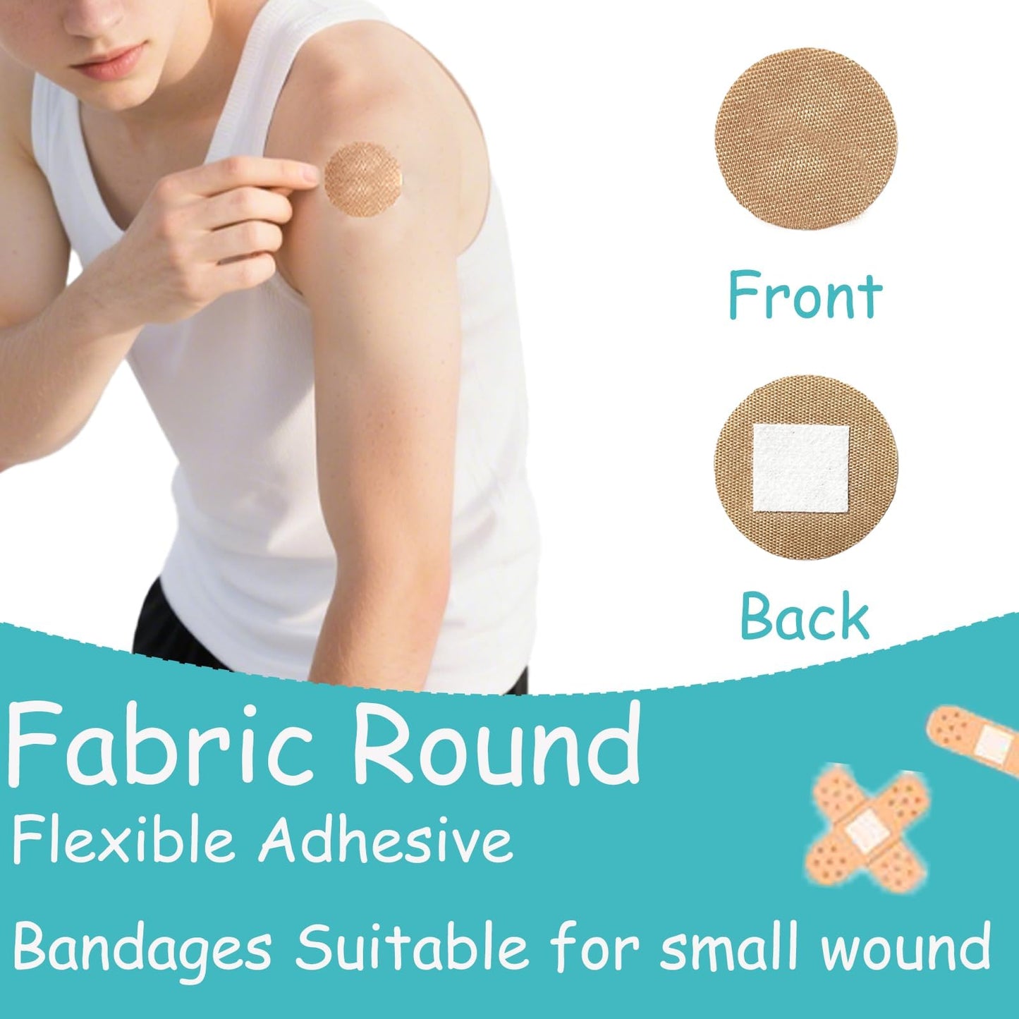 120 vendas pequeñas de tela transpirable, redondas, ovaladas y cuadradas, flexibles para protección facial y pequeñas heridas
