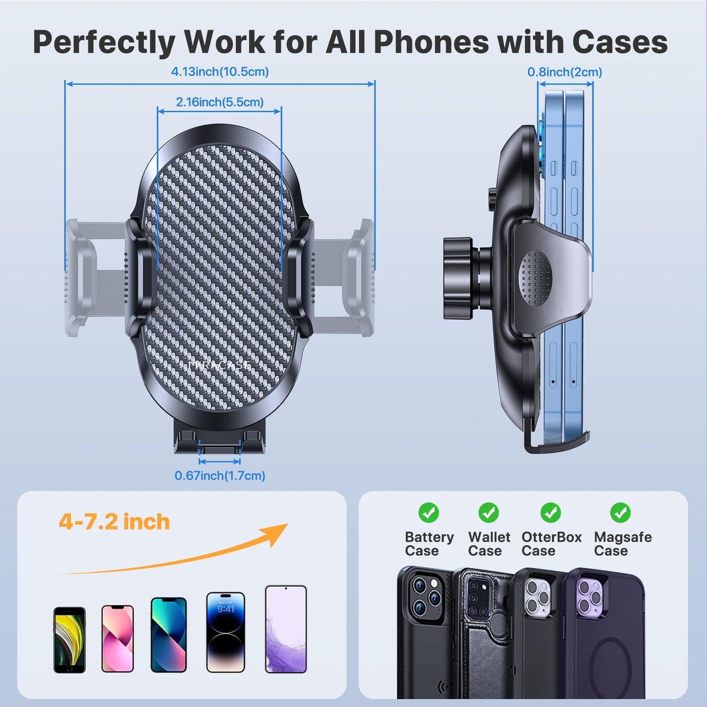 Miracase Soporte para teléfono de coche con clip de gancho de metal, soporte para teléfono móvil de ventilación, soporte universal manos libres para iPhone, Android y todos los teléfonos inteligentes,