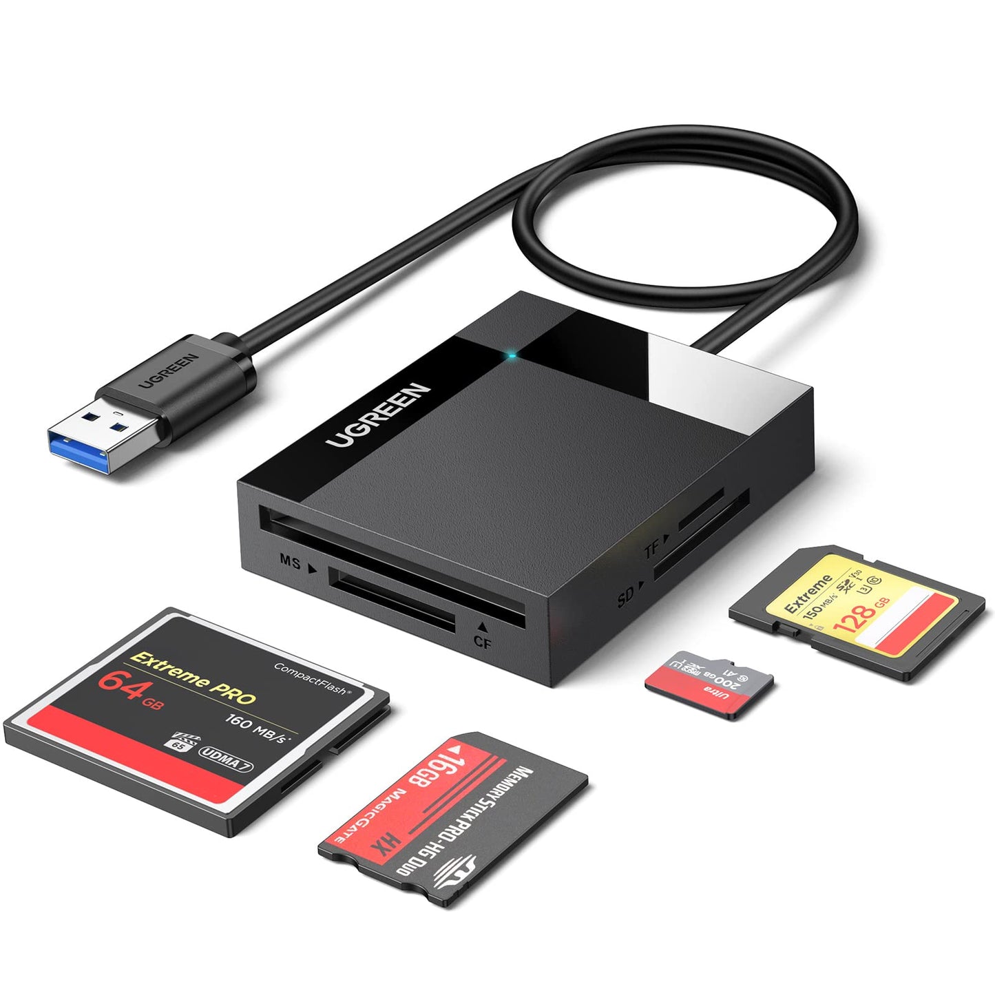 UGREEN lector de tarjetas SD 4 en 1 Multi USB 3.0 Adaptador de tarjeta de memoria Micro SD para cámara externa Foto SD SDXC SDHC TF MicroSD Micro SDXC Micro SDHC MS CF Compact Flash UHS-I Tarjetas para PC Mac