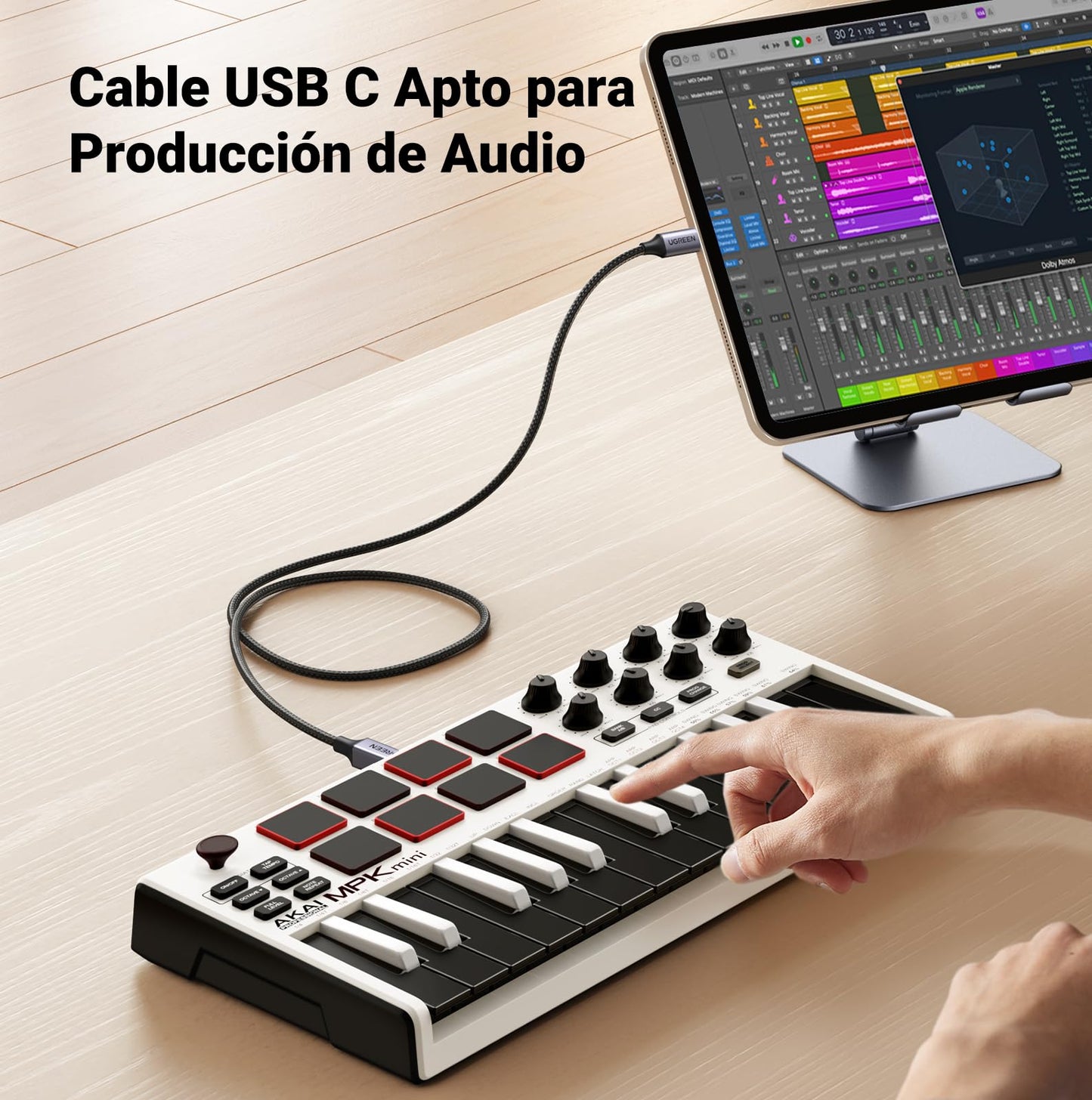 UGREEN Cable de Impresora USB C a Tipo B 2.0 Compatible con MacBook Pro, iPad, ASUS, HP, Epson, Brother, Lexmark, Canon (2 Metros)