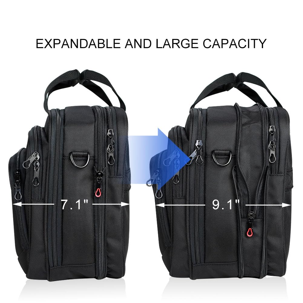 KROSER Maletín ligero para laptop de 17.1 pulgadas, impermeable, con bolsillos RFID, para escuela, mujeres y hombres, Negro-17.3 pulgadas, 17.3"