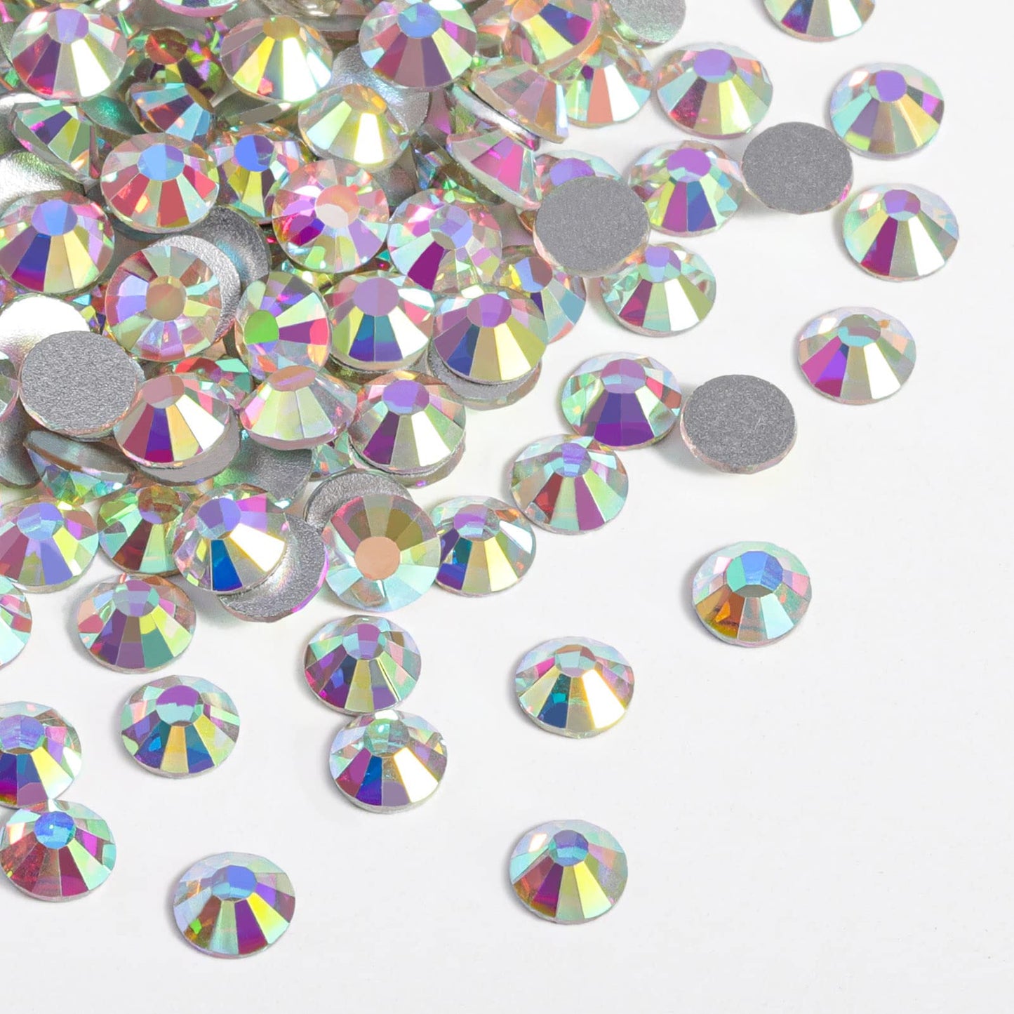 Beadsland 1440 Piezas de Diamantes de imitación de Cristal con Parte Trasera Plana,Gemas Redondas para Arte de uñas y Manualidades,Cristal Blanco AB,SS20,4.6-4.8 mm