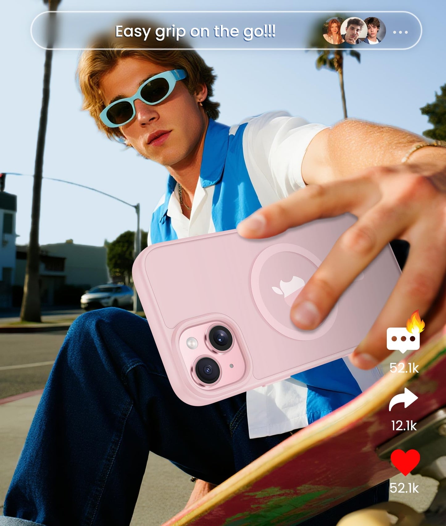FNTCASE Funda magnética para iPhone 15: iPhone 15 Funda Protectora Transparente Mate Militar anticaídas antiamarilleamiento – Carcasa Robusta Duradera Resistente a los Golpes Fina (Rosa/6,1 Pulgadas)