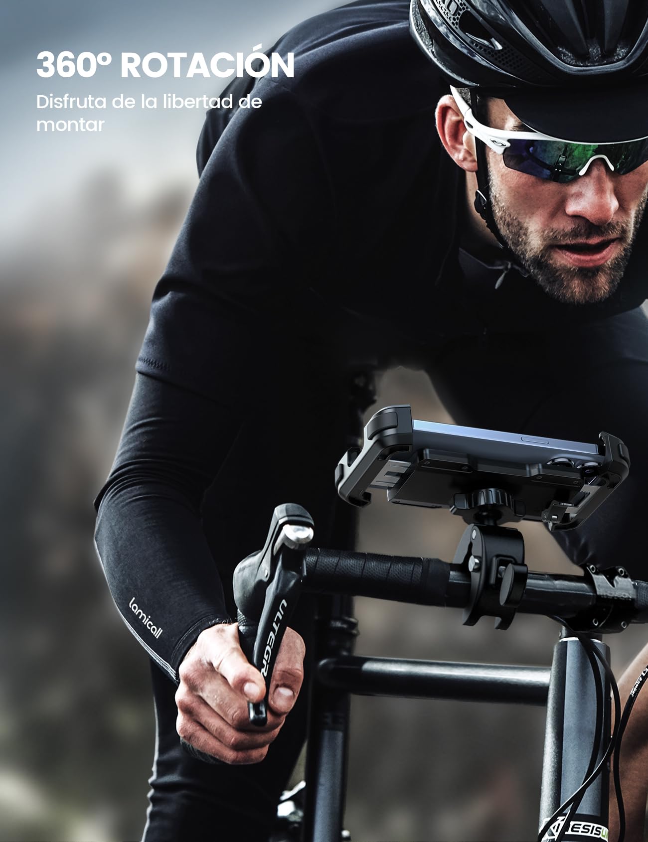 Lamicall Soporte Móvil Bicicleta, Soporte Móvil Moto - 360°Rotación, Liberación con un Botón, Soporte Teléfono Bici para iPhone 17 16 15 14 13 Pro MAX/Plus/Mini, Samsung, Huawei, 4.7-6.8” Smartphone