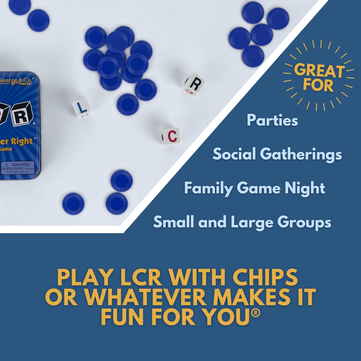 LCR George & Company LLC Left Center Right™ Juego de Dados - Lata Azul