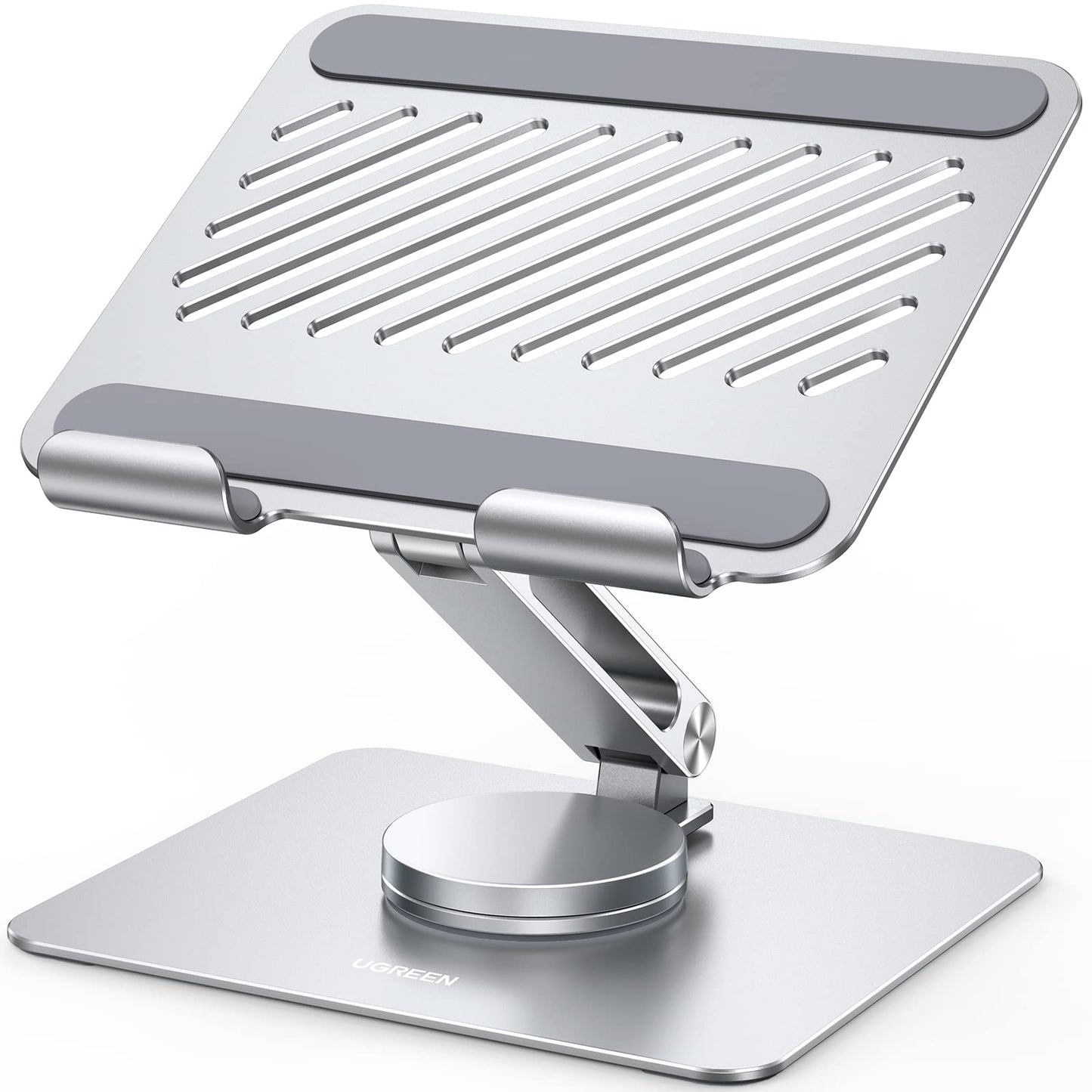 UGREEN Soporte giratorio de 360 ° para tableta ajustable con base giratoria, soporte ajustable plegable para dibujar, compatible con iPad Pro, Air/Mini y más, plateado