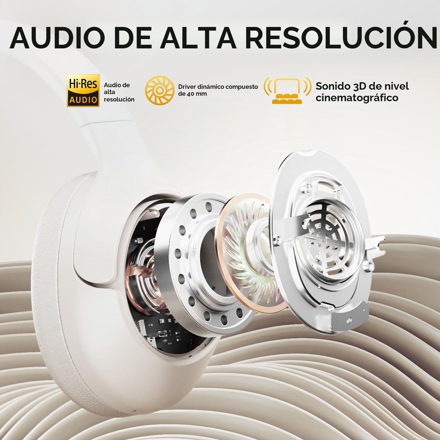 QCY H3 Auriculares Inalámbricos Bluetooth 5.4 Cancelación de Ruido Activa Híbrida, Hi-Res Audio, 60 Horas de Reproducción, Plegables Cascos Inalámbricos Compatible con iOS/Android