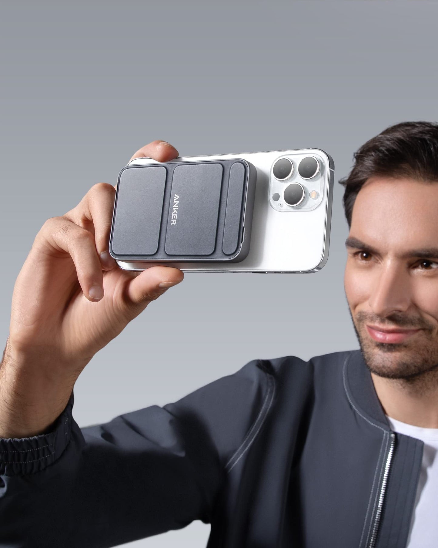 Anker 622 Cargador Portátil Magnético Inalámbrico (MagGo), Batería Externa inalámbrico Plegable de 5000 mAh y USB C para iPhone 13/12 (Gris interestelar)