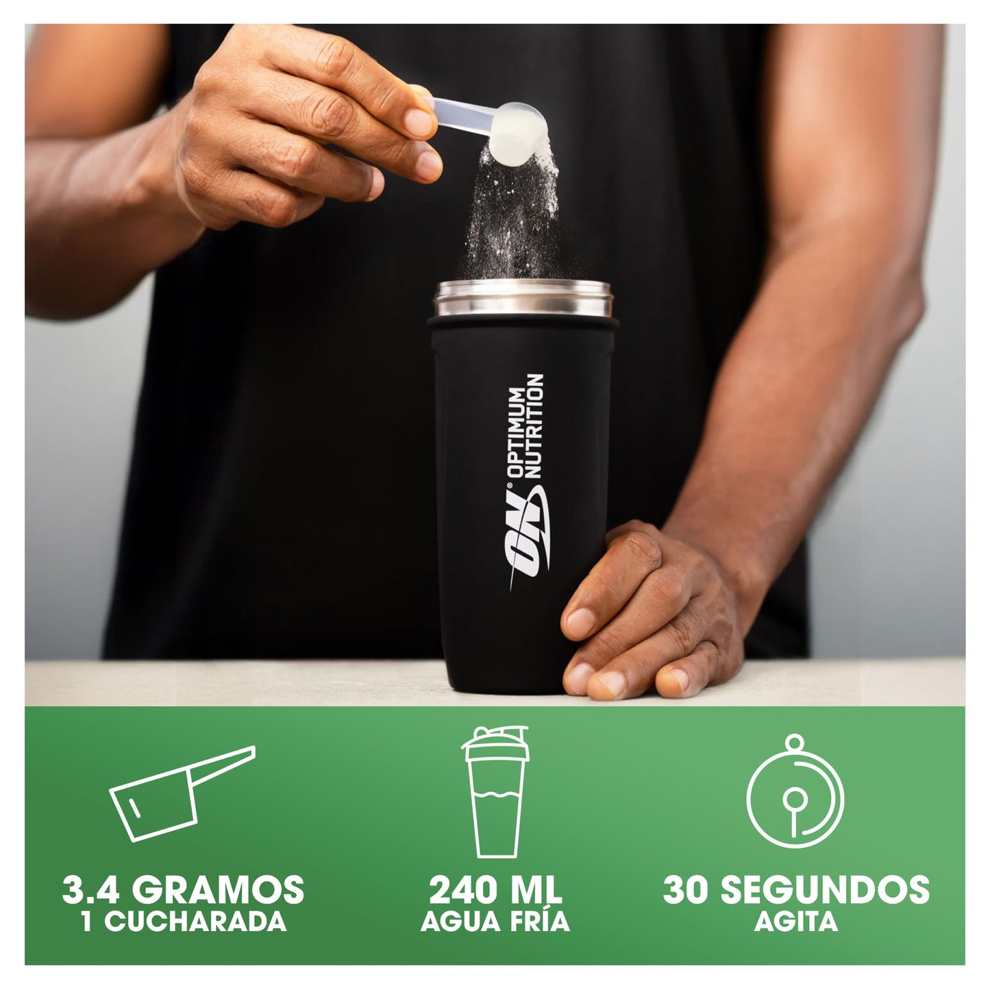 Optimum Nutrition Creatina Micronizada en Polvo, Sin Sabor, 317g, 93 Servicios