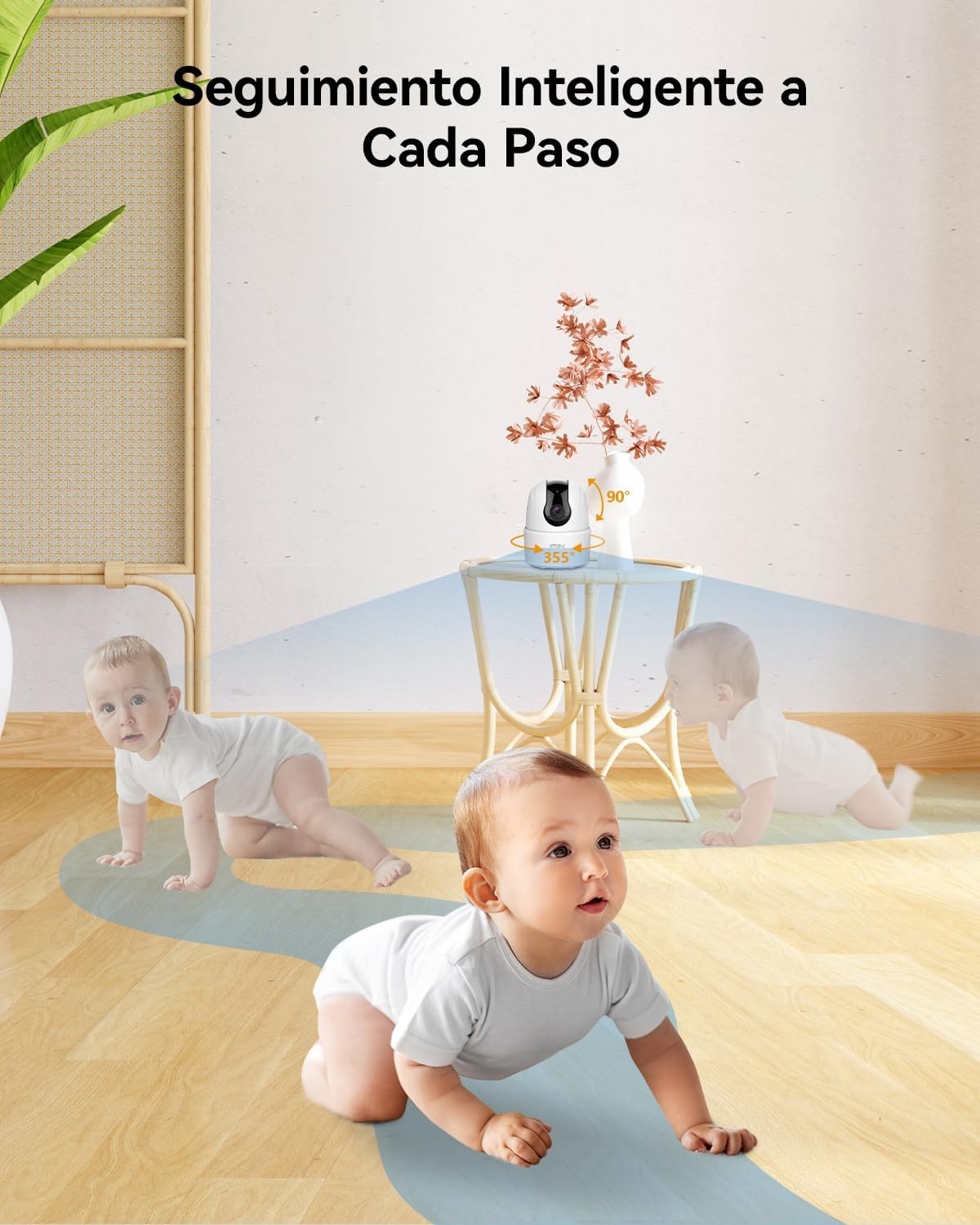 Imou Cámara IP WiFi Interior 2K(3MP) con Detección de Humano, Cámara de Vigilancia WiFi Interior 360° con Sirena, Audio Bidireccional, Modo de Privacidad, Compatible con Alexa para Bebé/Mascotas