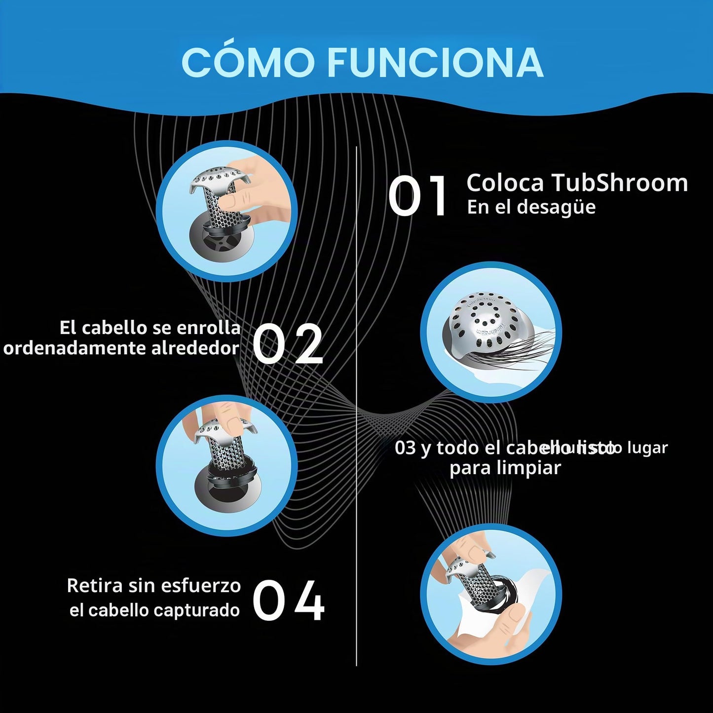 Filtro recogepelos TubShroom Ultra para desagüe de bañera