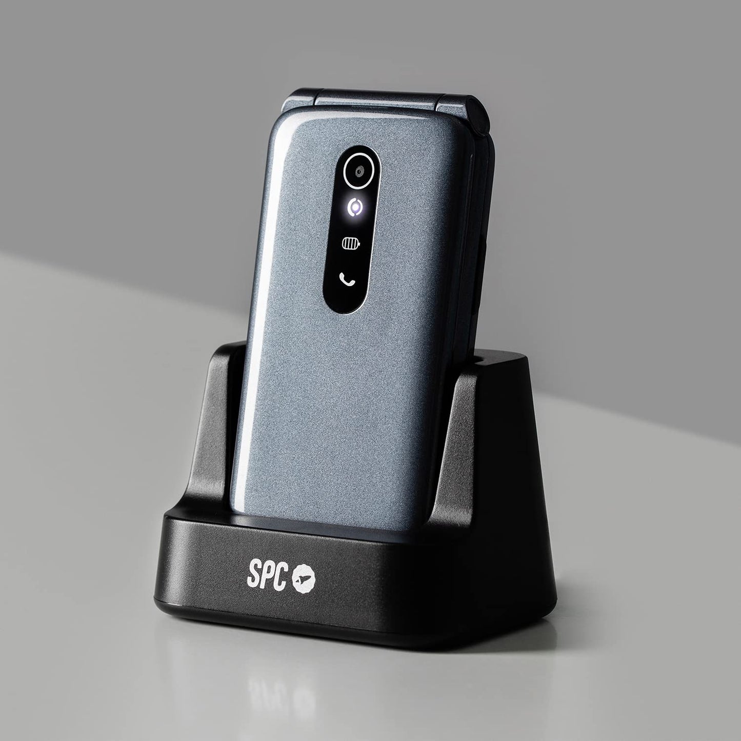 SPC Stella 2 - Teléfono móvil de Tapa para Mayores, Botones y Teclas Grandes, fácil de Usar, configuración remota, botón SOS, USB-C, 3 memorias directas, Base de Carga, Color Negro