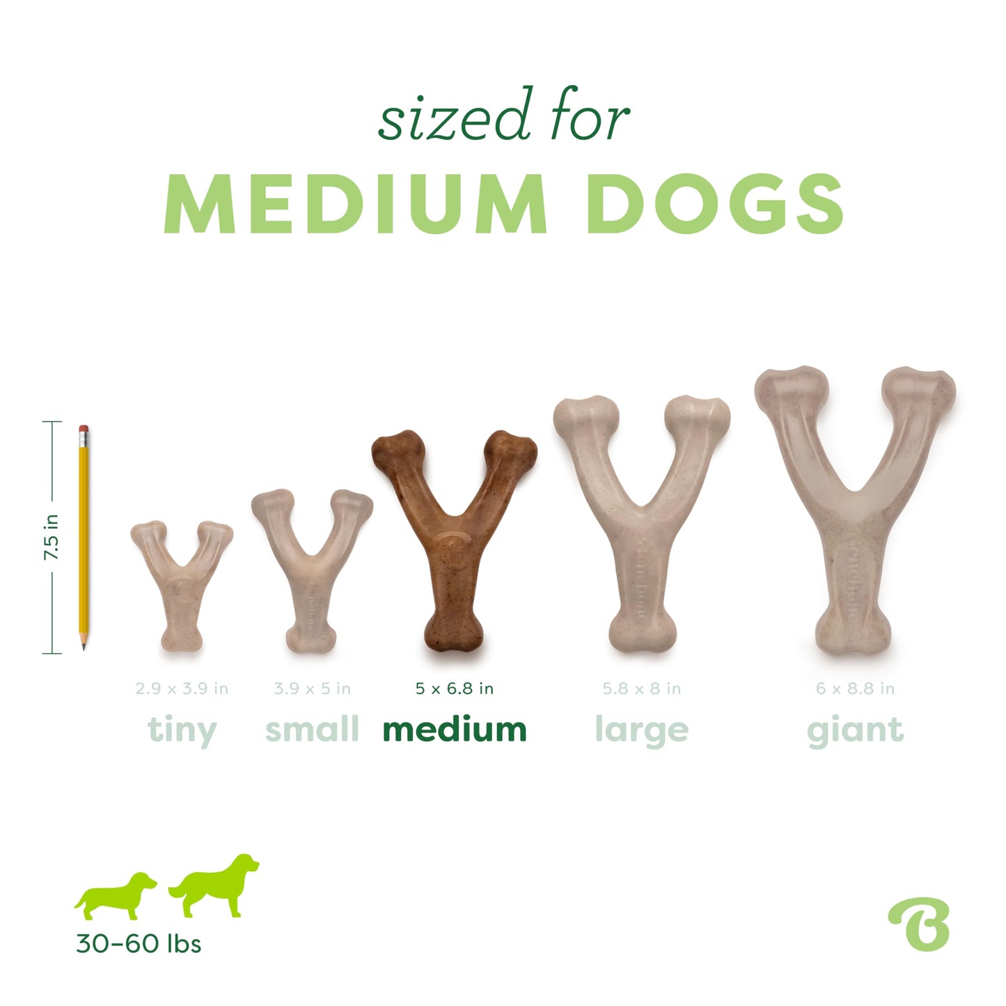 Wishbone de Benebone, un juguete para morder, con auténtico beicon mediano, resistente e indicado para perros masticadores agresivos, fabricado en EE. UU.