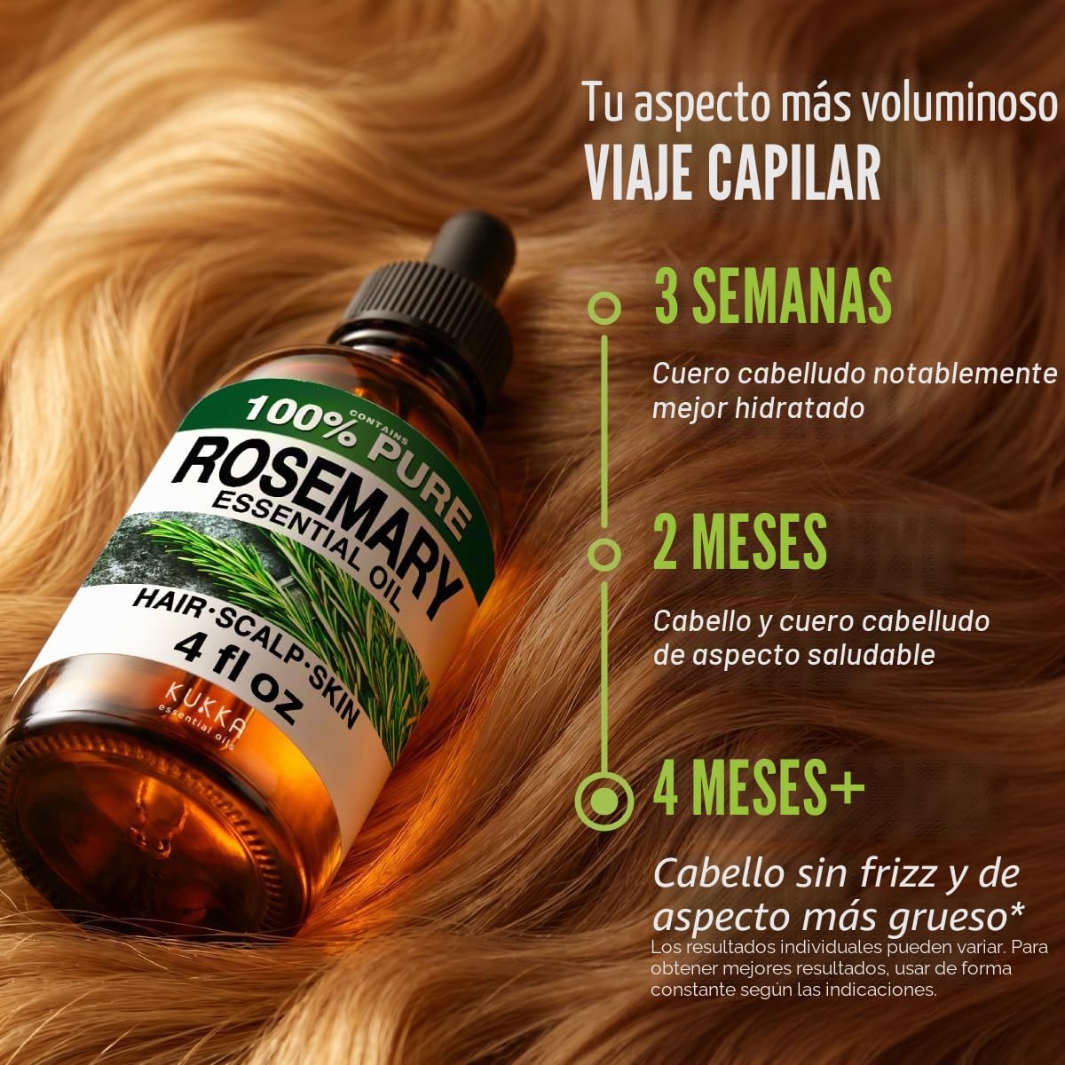 Kukka Aceite romero para el crecimiento cabello (118 ml) - Aceites romero 100% naturales sin diluir para piel, difusor, cuero cabelludo seco y aromaterapia - Aceite romero para el crecimiento cabello