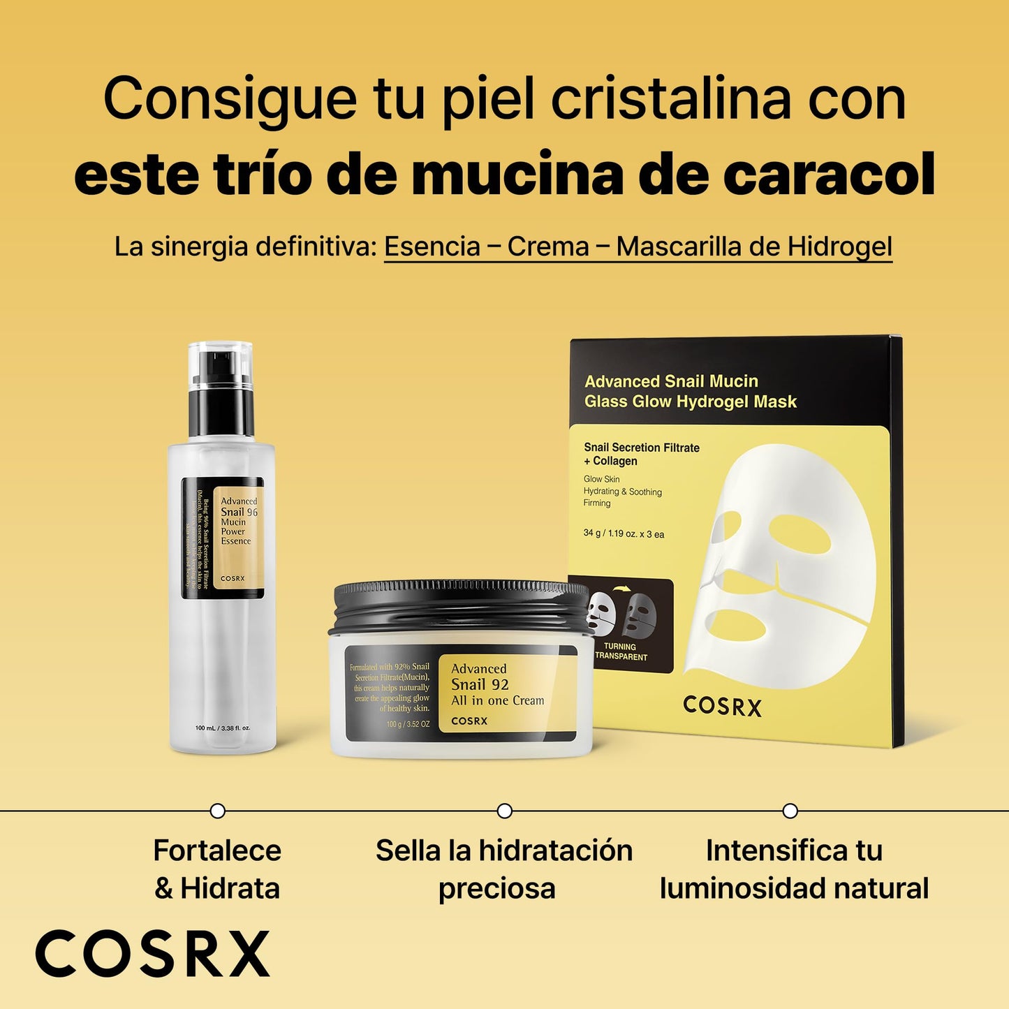 COSRX Snail Mucin 96% Power Face Serum 3.38 fl oz 100ml, Serum Hidratante para el Rostro, Cuidado Personal, Piel Brillante bajo el Maquillaje, Cuidado de la Piel Coreano, Belleza Coreana