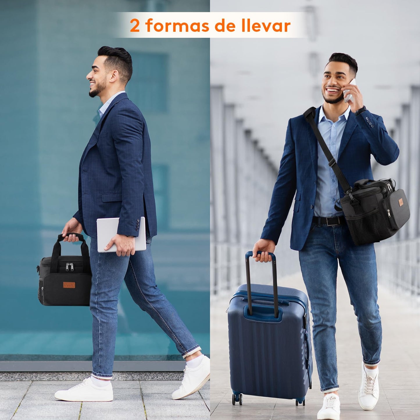 Lifewit Bolsa Termica Porta Alimentos 9L(12 Latas), Bolso Comida Trabajo Hombre y Mujer, Lunch Bag para Lonchera, Medio Bolsas Nevera Portatil para Playa, Viaje, Work, Negro