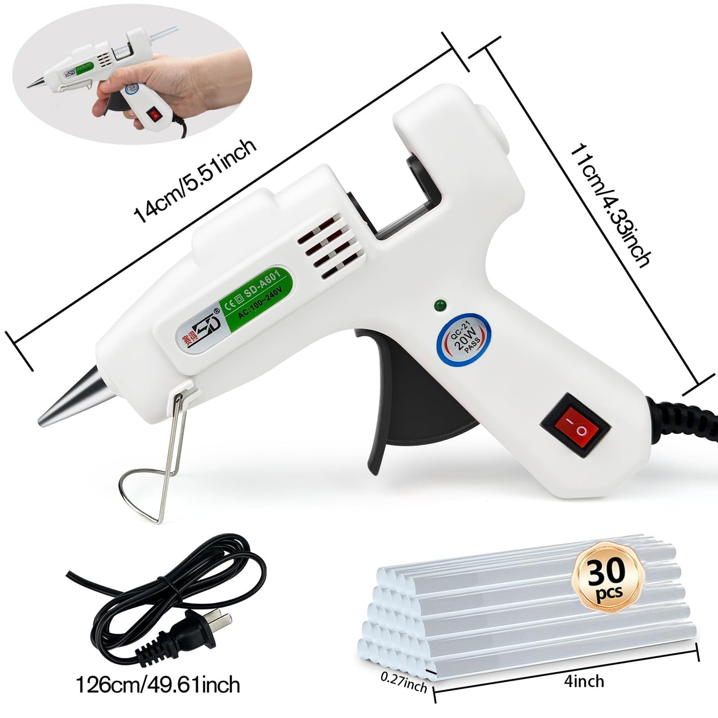 Pistola de pegamento caliente Krightlink con 30 barras