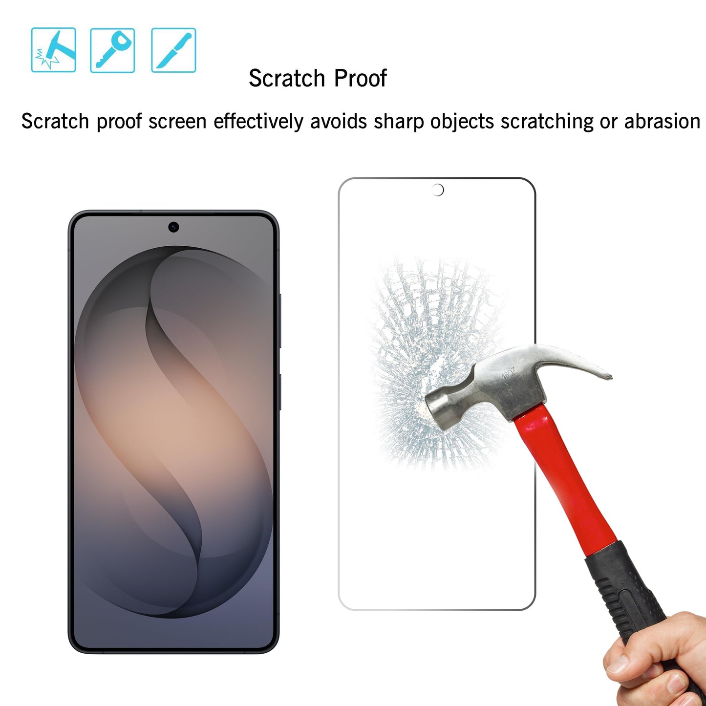 Ailun Protector de pantalla de vidrio para Galaxy S26 Ultra [6.9 pulgadas], paquete de 3 + 2 lentes de cámara, vidrio templado, desbloqueo de huellas dactilares, 0.25 mm, ultra transparente