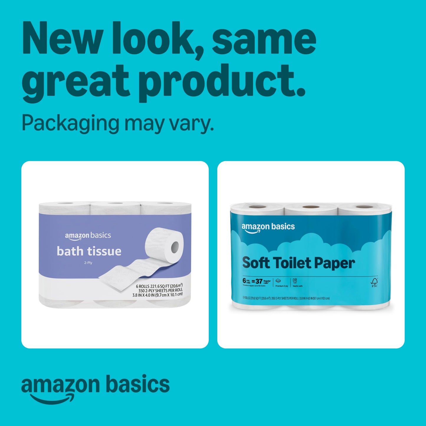 Amazon Basics Papel higiénico de 2 capas, 5 paquetes, 6 rollos por paquete (30 rollos en total) (anteriormente Solimo)