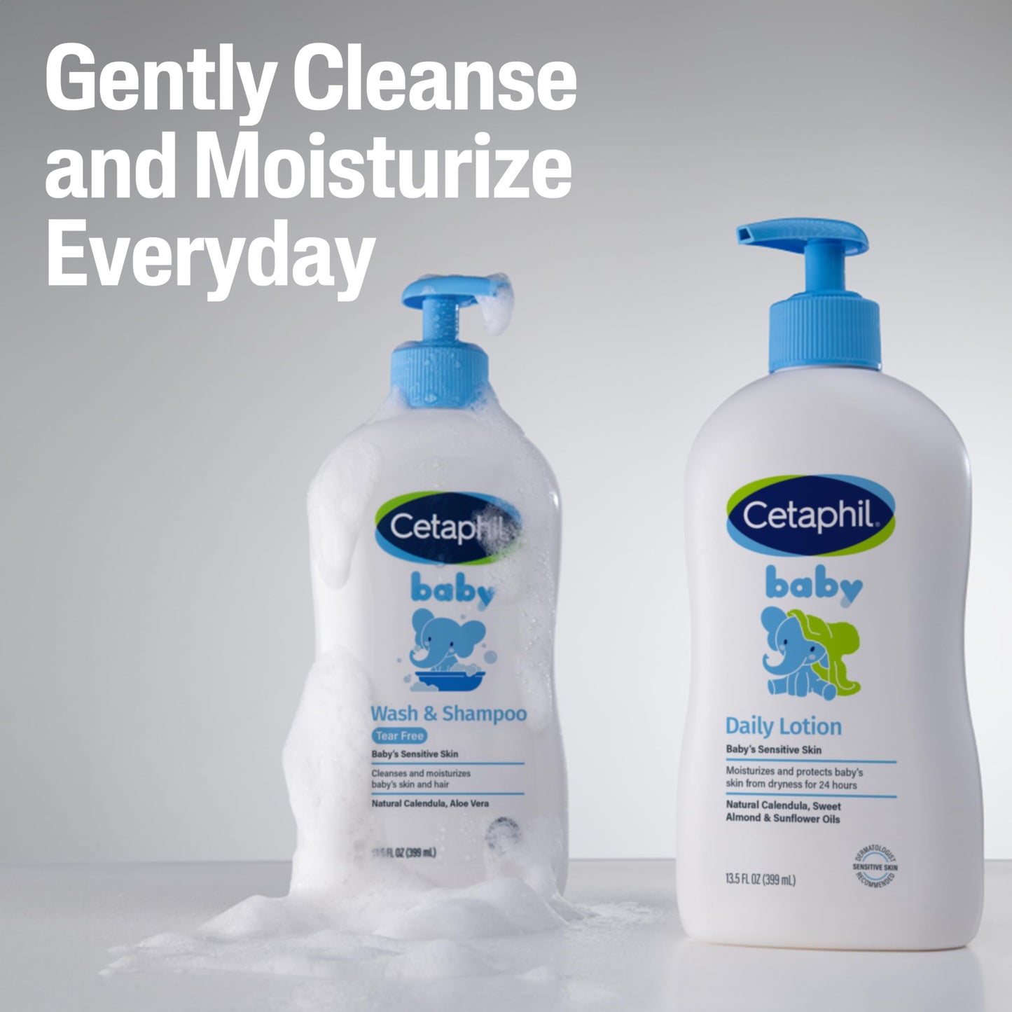 Cetaphil Champú para bebé con caléndula orgánica, sin desgarros, parabenos, colorantes y aceite mineral, 13.5 onzas líquidas