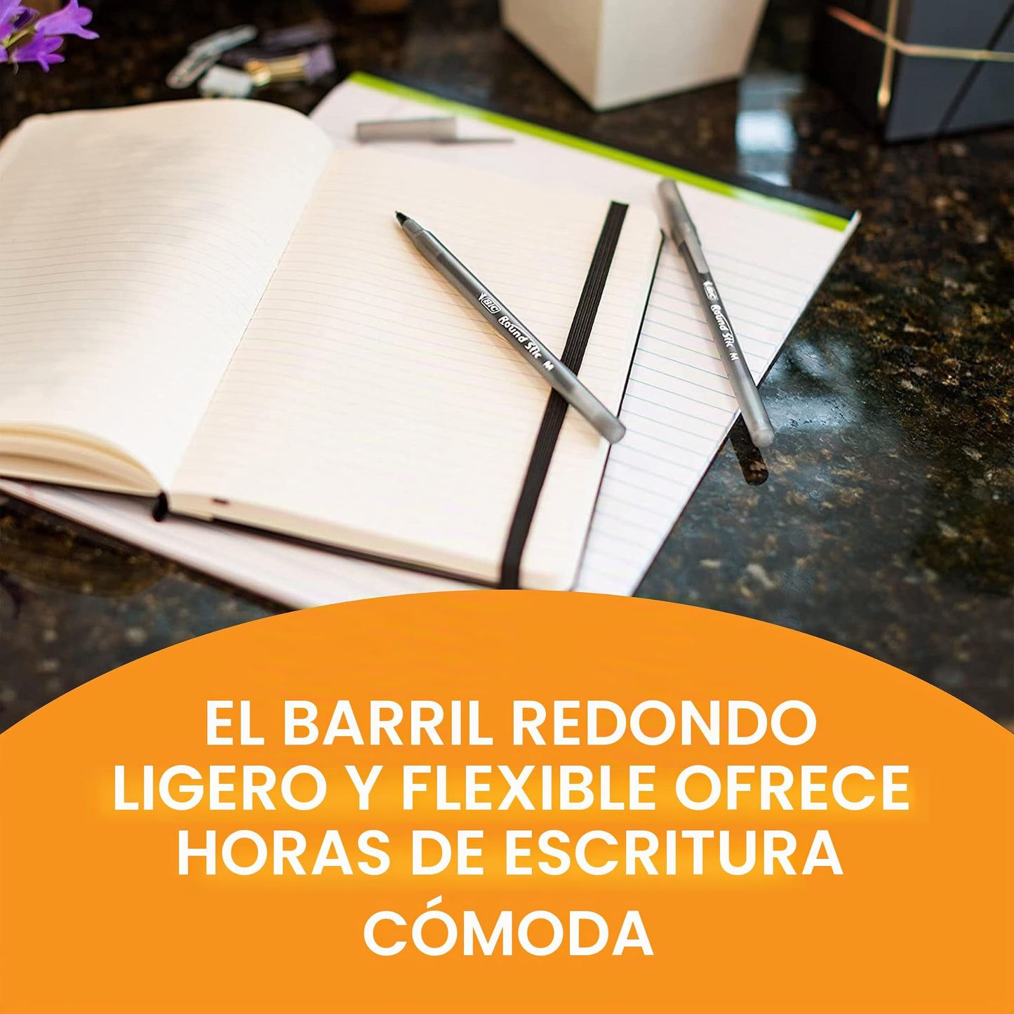 BIC Stic Xtra Life. Bolígrafo redondo, punta mediana, color negro 60 count