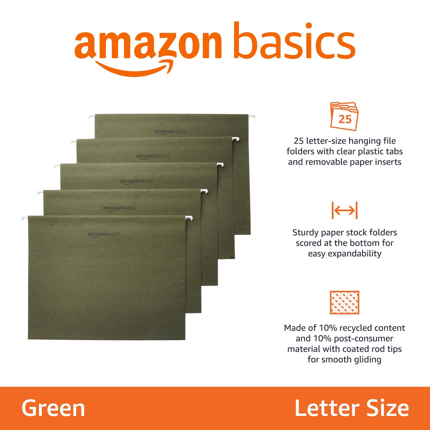 Amazon Basics – para colgar carpetas de archivo – carta Tamaño, color verde